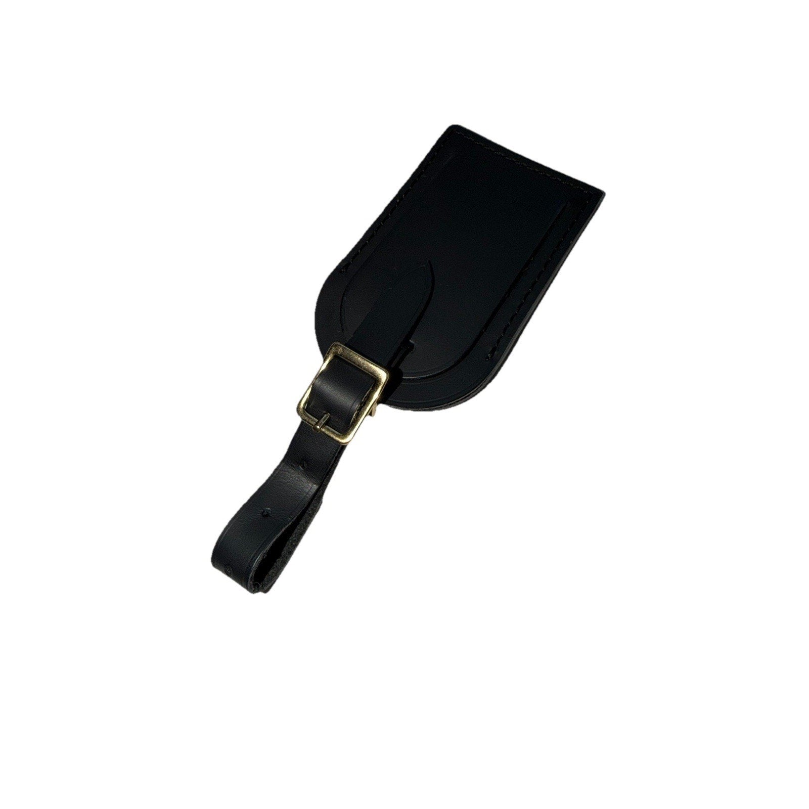 Louis Vuitton Leather Name Tag w/ C Y Initials Goldtone Black Large