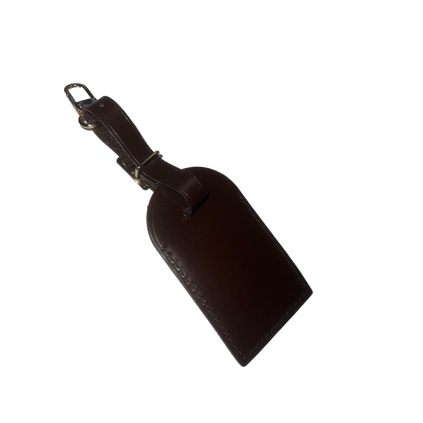 Louis Vuitton TS Name Tag Damier Ebene Goldtone Metal Brown Leather