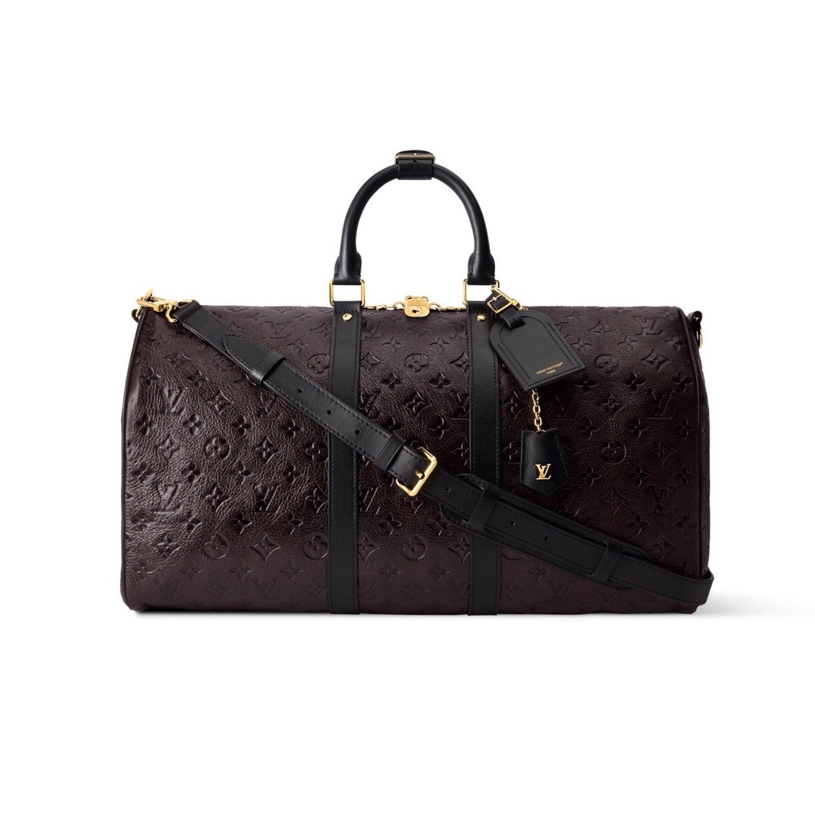 Louis Vuitton Name Tag w/ T H Initials Goldtone Black Large Black