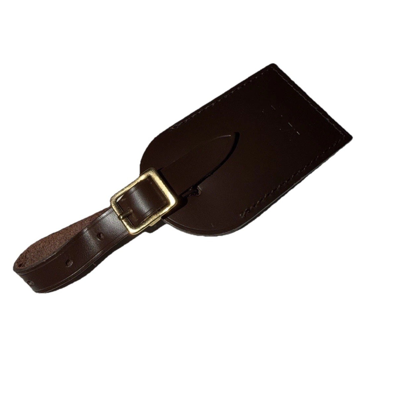 Louis Vuitton Name Tag w/ MI Initials Gold-tone Leather Damier Ebene France