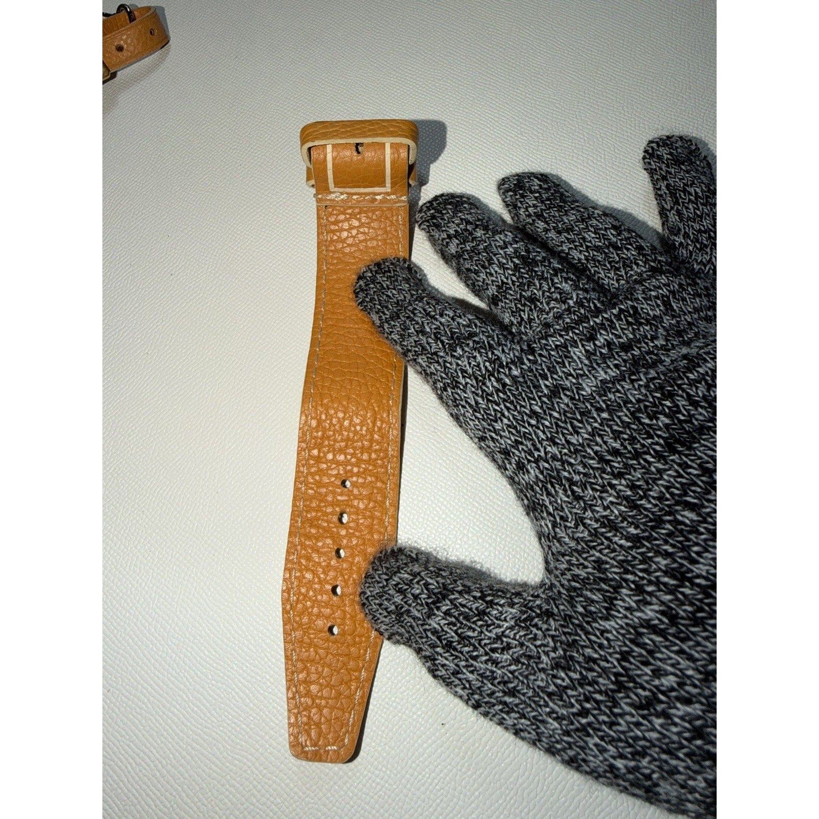 Rare Louis Vuitton Orange Name Tag w/ Strap Grained Leather Gold Pumpkin