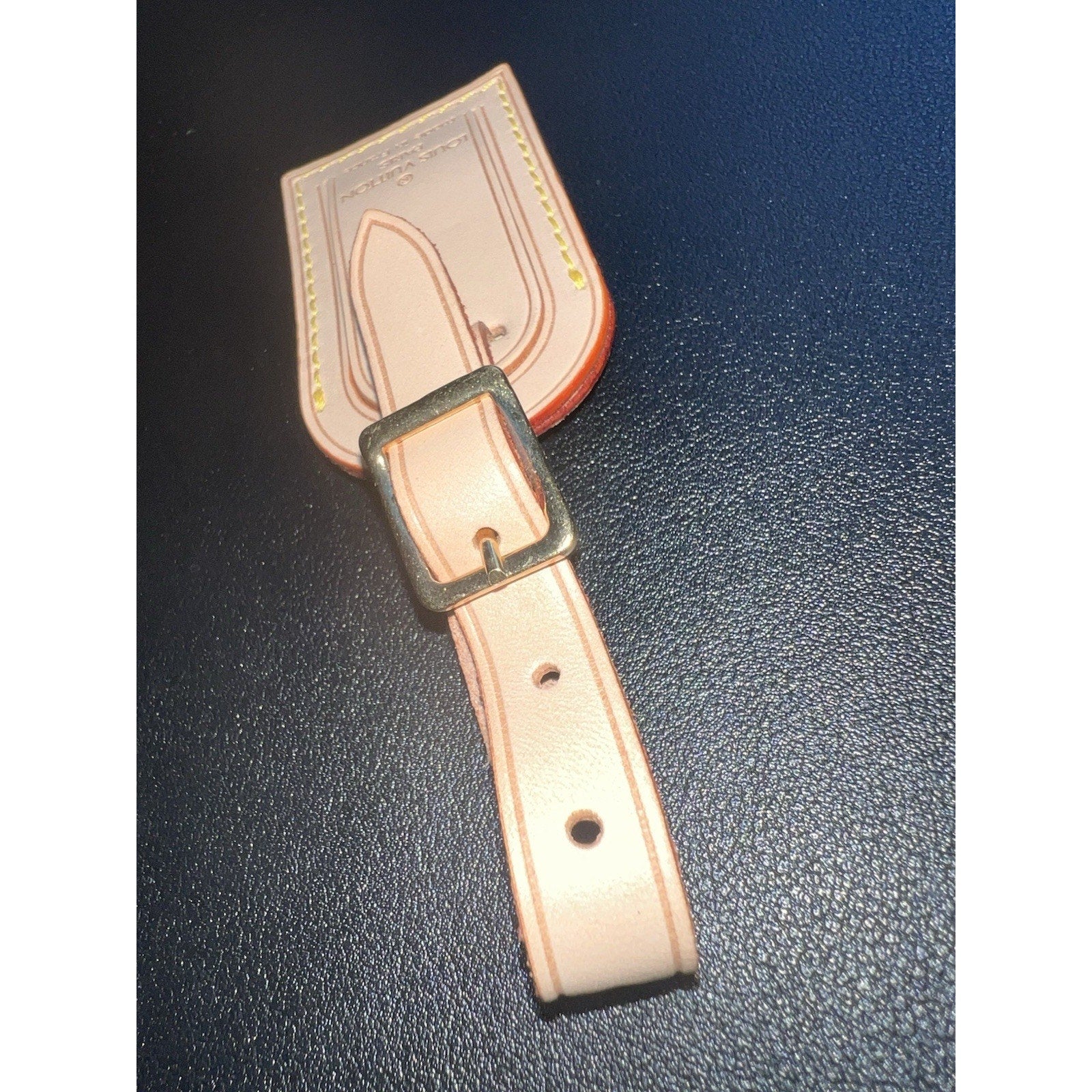 Louis Vuitton Paris Name Tag w/ SO Embossed Light Vachetta Beige Natural Small