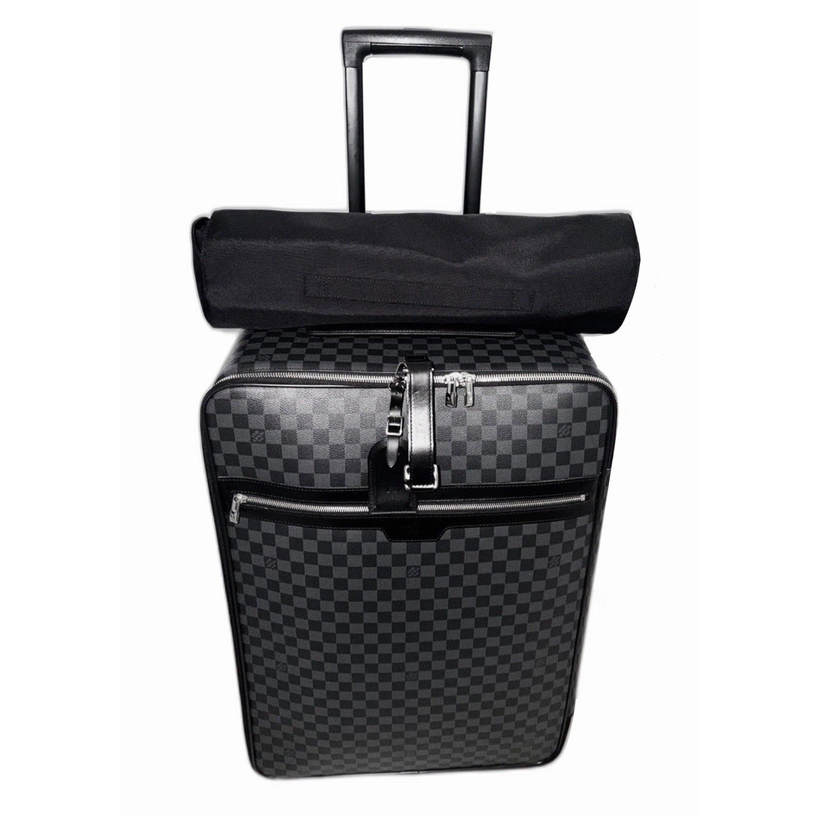 Louis Vuitton Pegase 65 Graphite Suitcase Bag Silver zip w/ Coa Pro Cover