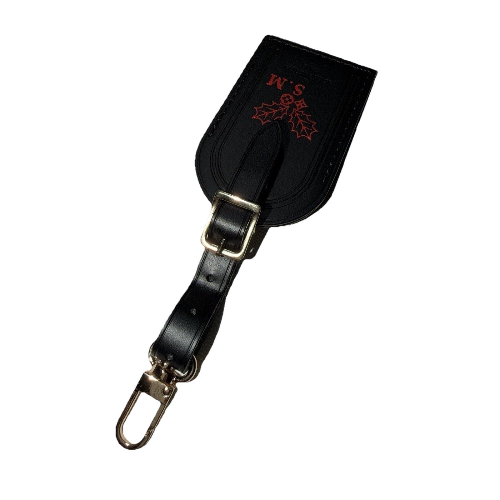 Louis Vuitton Paris Name Tag w/ SM Red Initials Christmas Holly Berrie