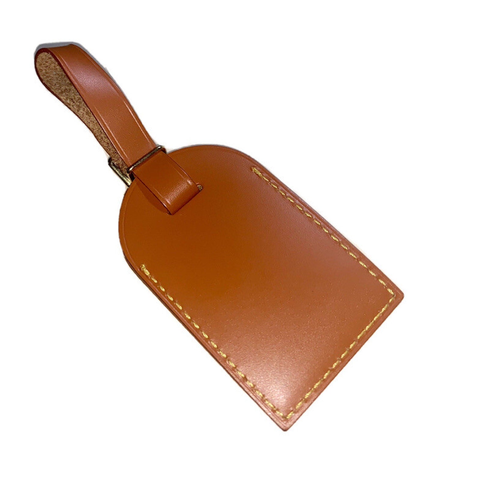 Louis Vuitton Luggage Name Tag Cognac Leather Mandarin Large UEC Goldtone Buckle