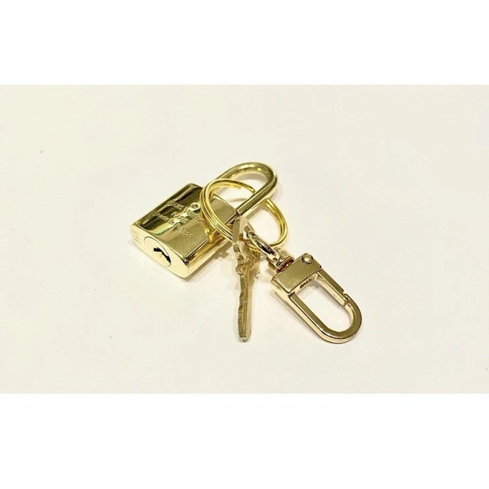 Louis Vuitton ID Name Tag Lock & Key Brass Padlock 1 Set - Goldtone Large
