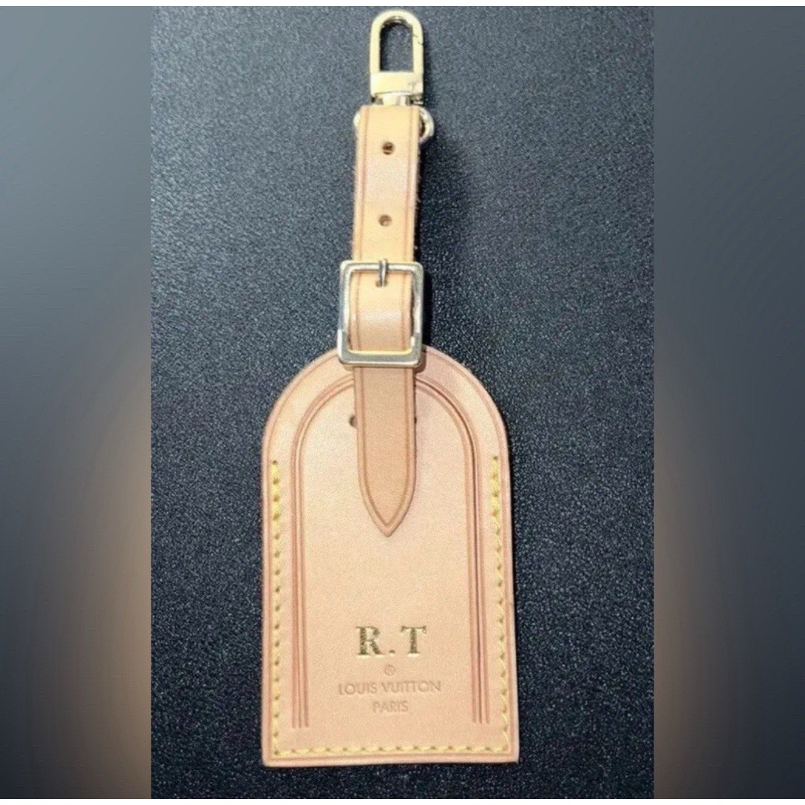 Louis Vuitton Paris Name Tag w/ RT Gold-tone Stamped Large UEC