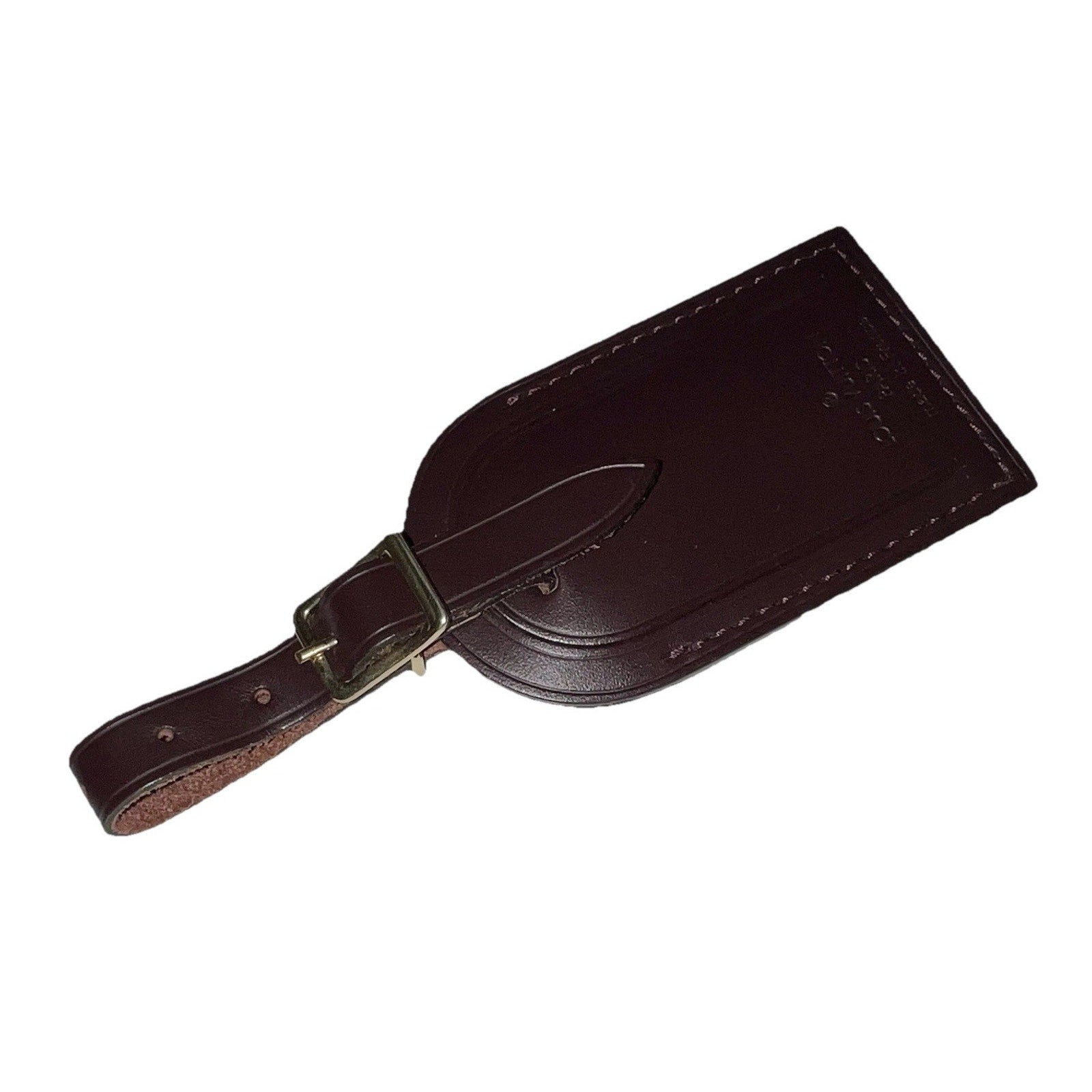 RARE Louis Vuitton Name Tag Plum Leather Bordeaux France Goldtone