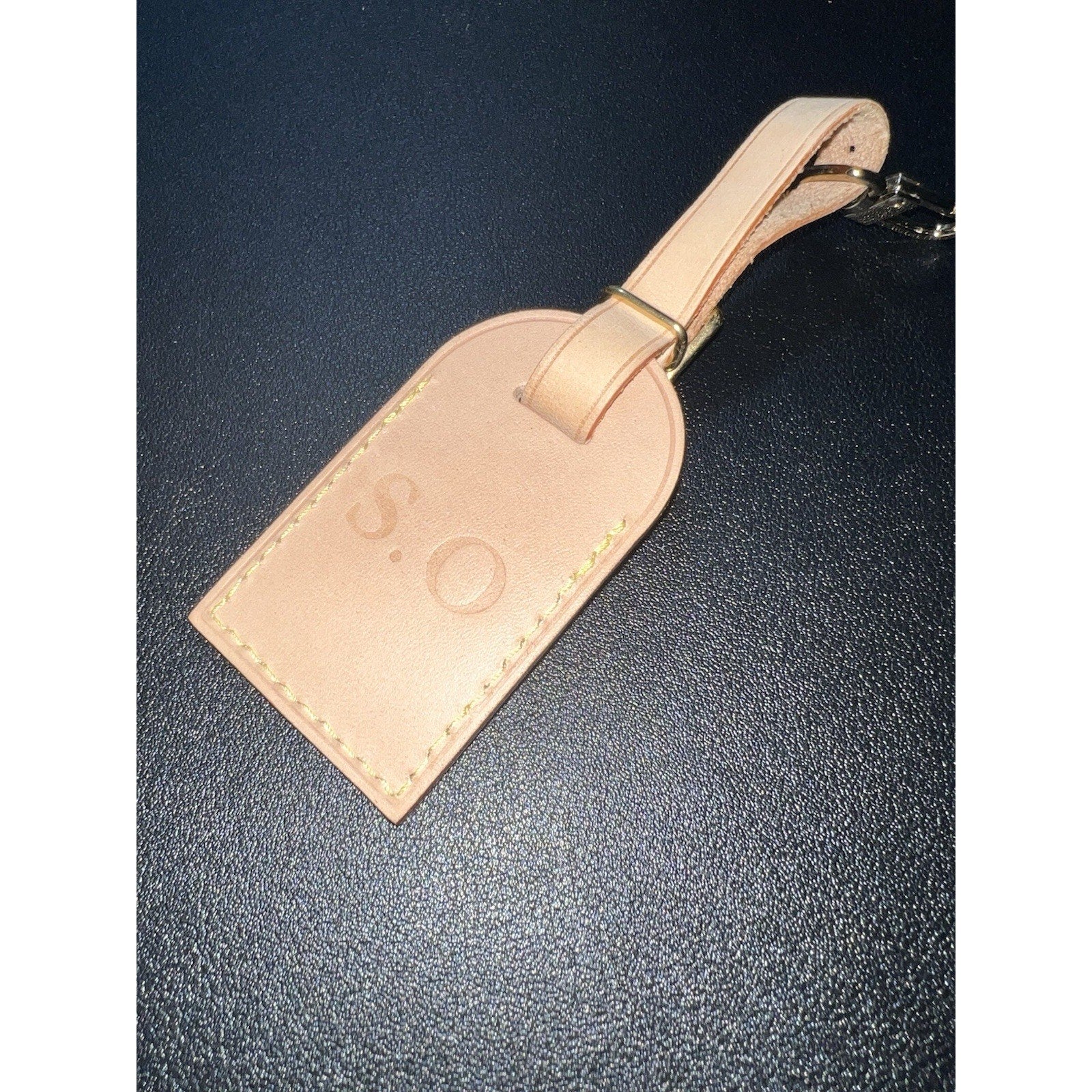 Louis Vuitton Paris Name Tag w/ SO Embossed Light Vachetta Beige Natural Small