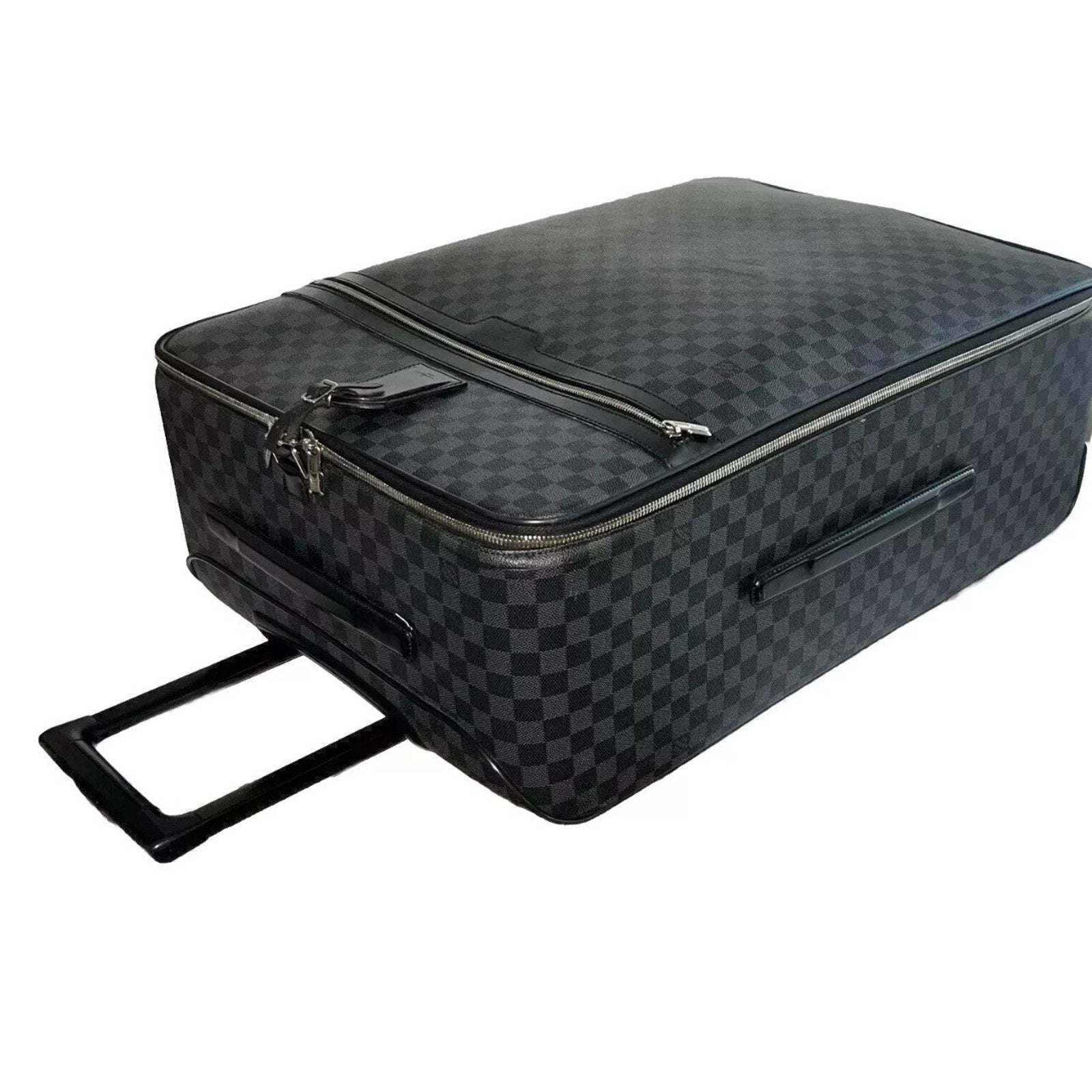 Louis Vuitton Pegase 65 Graphite Suitcase w/ Silvertone Garment Bag Pristine