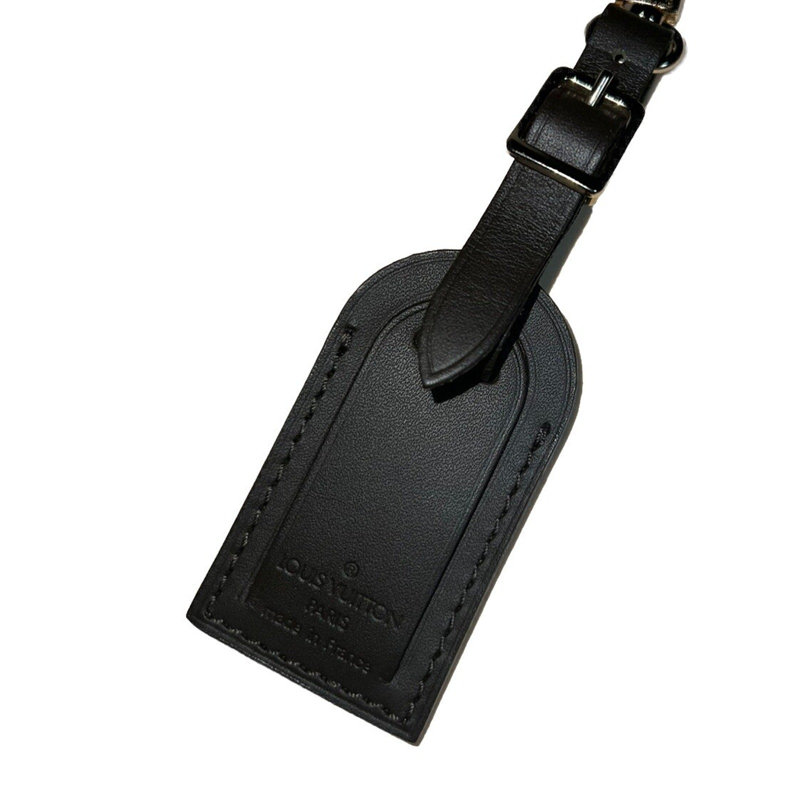 Louis Vuitton Name Tag Buttery Soft Laather Black Brown Small Goldtone