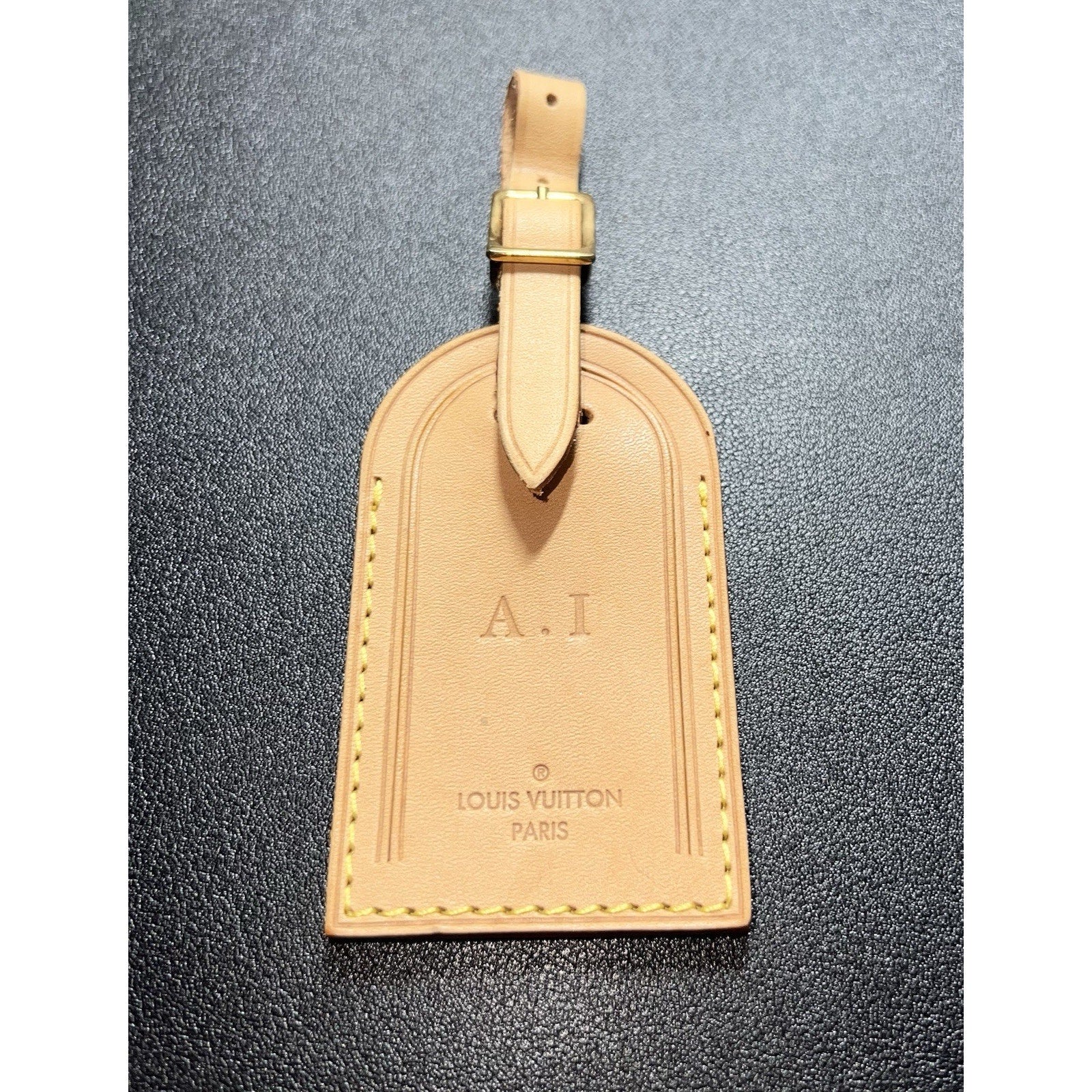 Louis Vuitton Leather Tag w/ AI Initials Goldtone - Beige A I - Paris