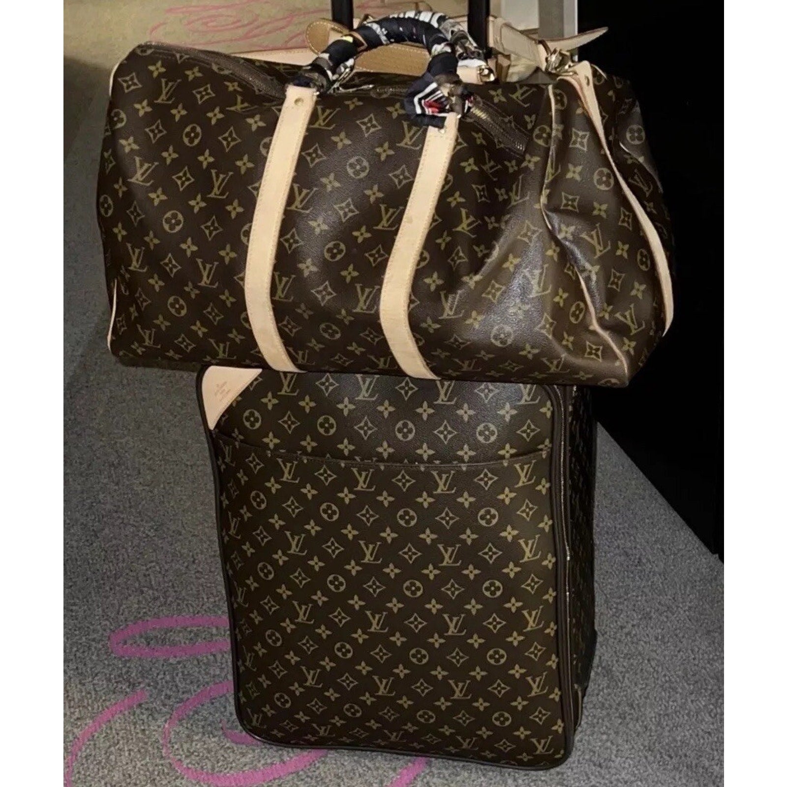 Louis Vuitton Business Pegase 55 Suitcase Monogram w/ Garment bag Dustbag Travel