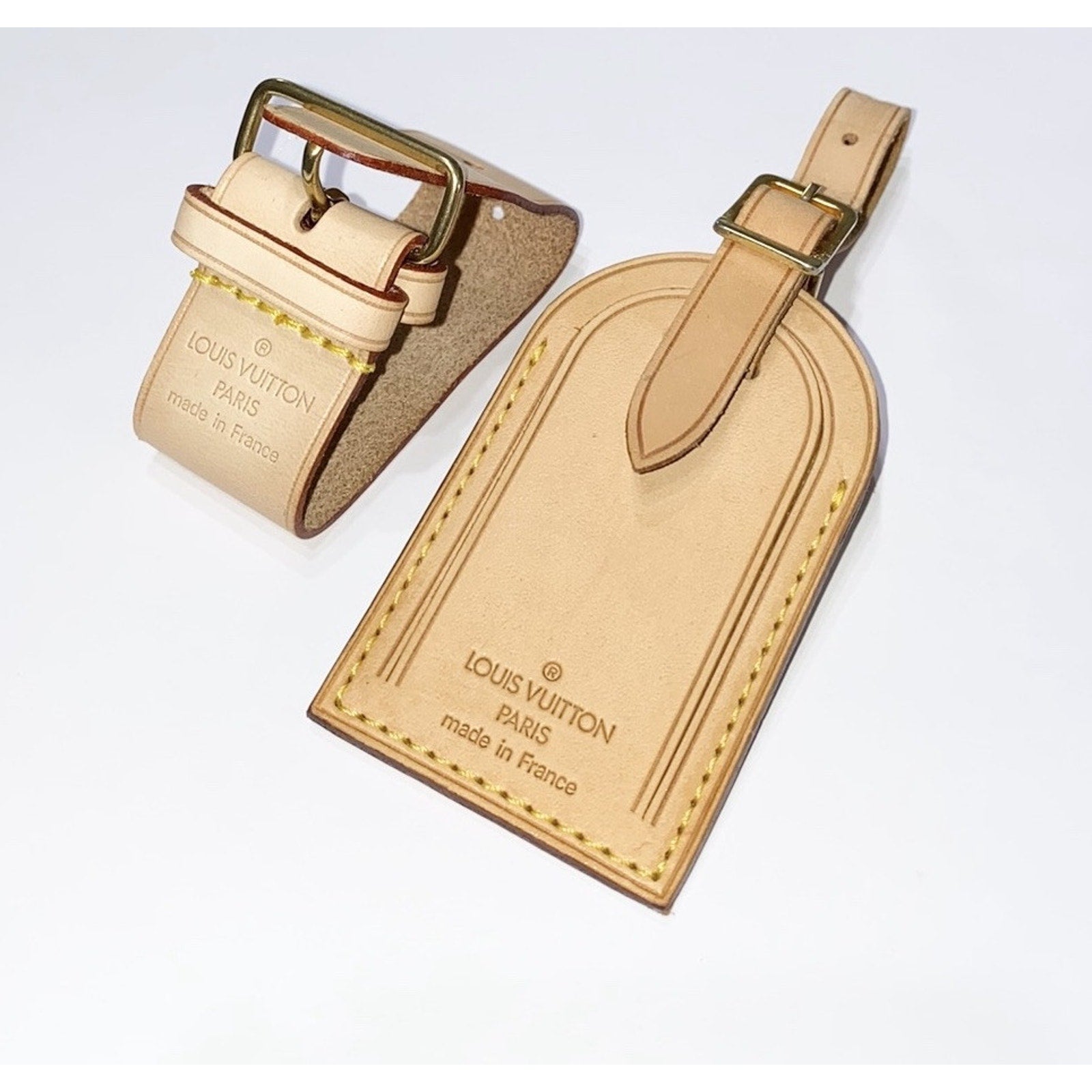 Louis Vuitton Name Tag w/ Strap Padlock & Key 1 Set ~Goldtone Authentic!