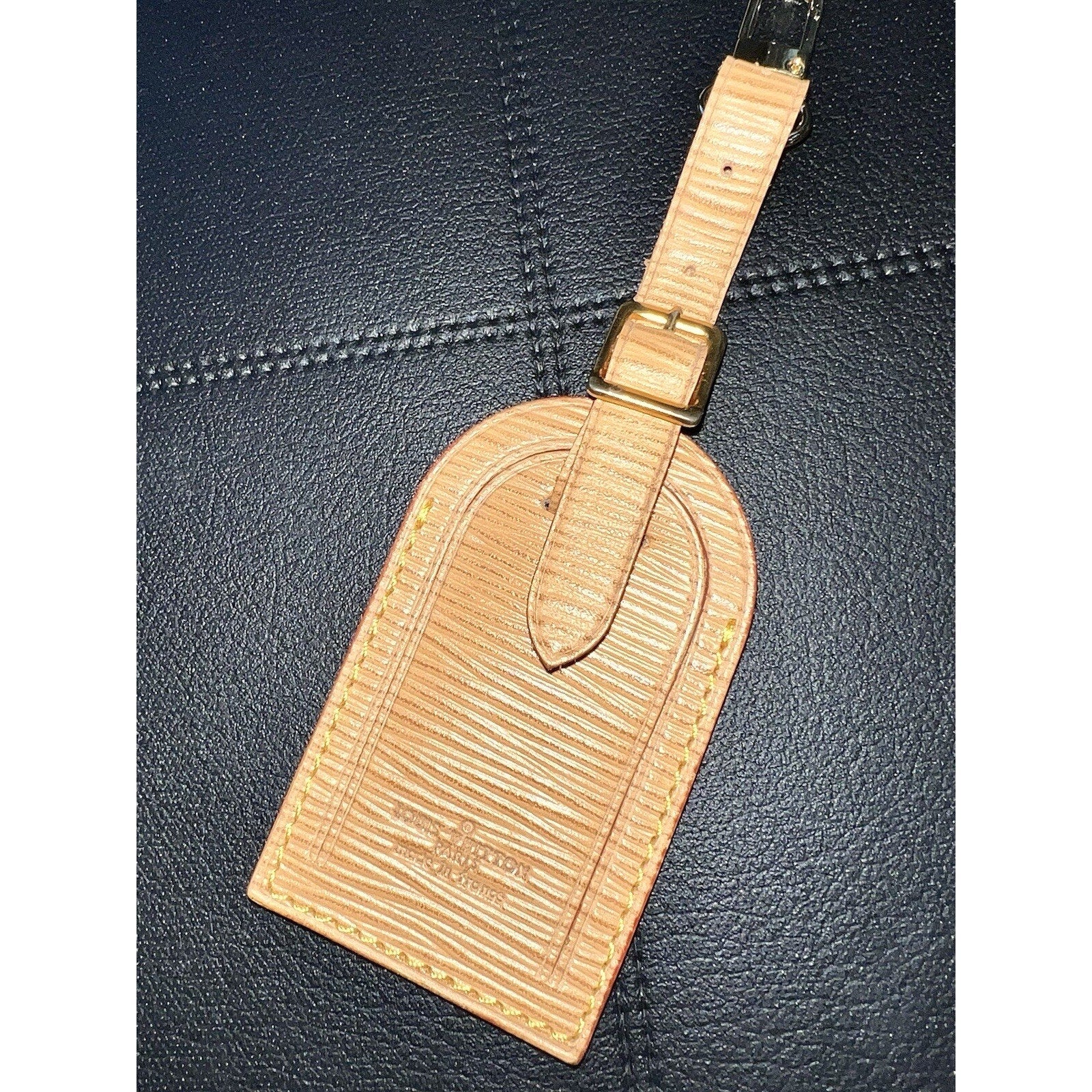 Louis Vuitton Epi Beige Tan Name Tag w/ Poignet Strap 1 Set