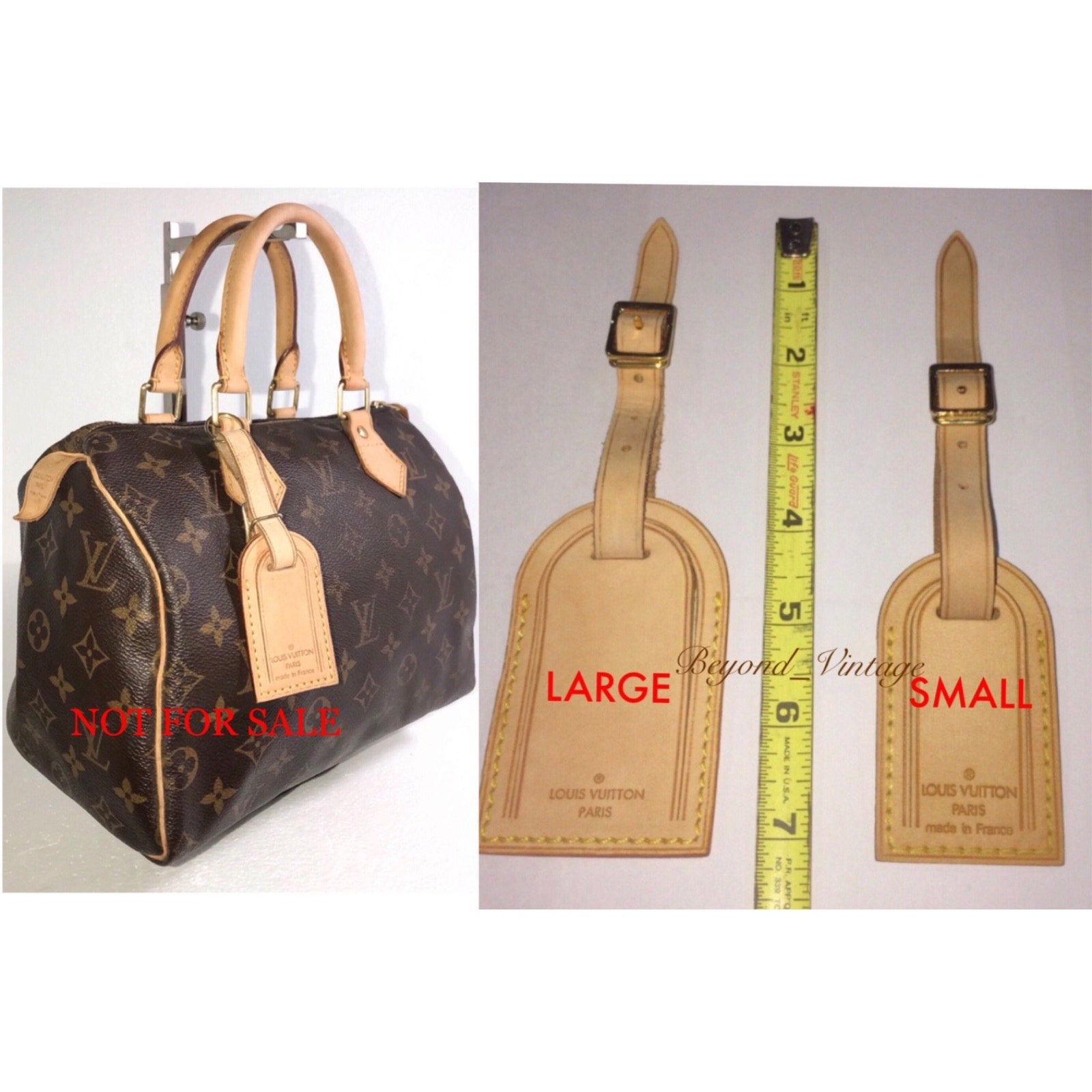 Louis Vuitton Name Tag Beige w/ Strap 1 Set AUTHENTIC Poignet Small