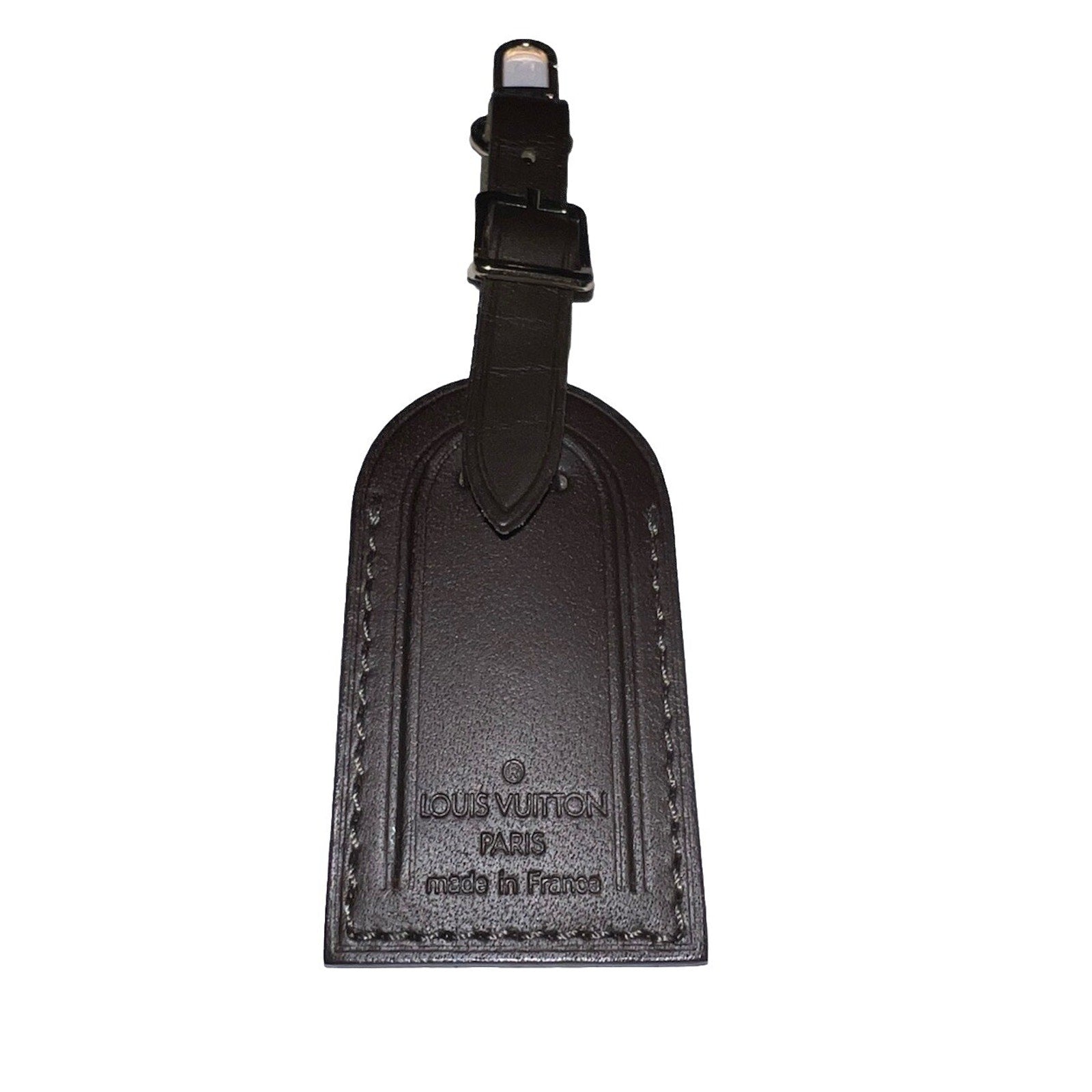 Louis Vuitton Luggage Name Tag ST Initials Brown Leather TS Goldtone Small