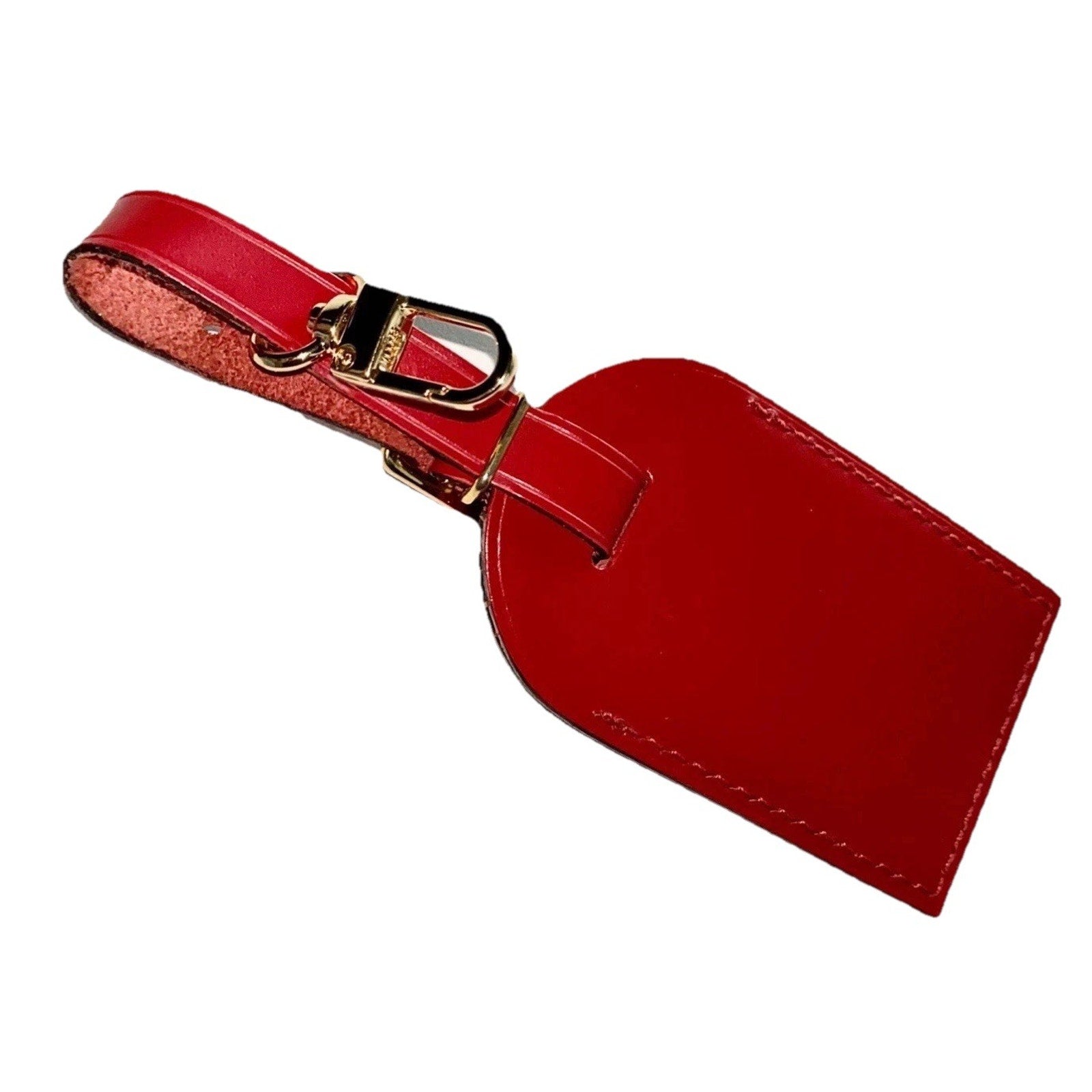 Louis Vuitton Red Luggage Tag Goldtone Hardware France AUTHENTIC Name Tag
