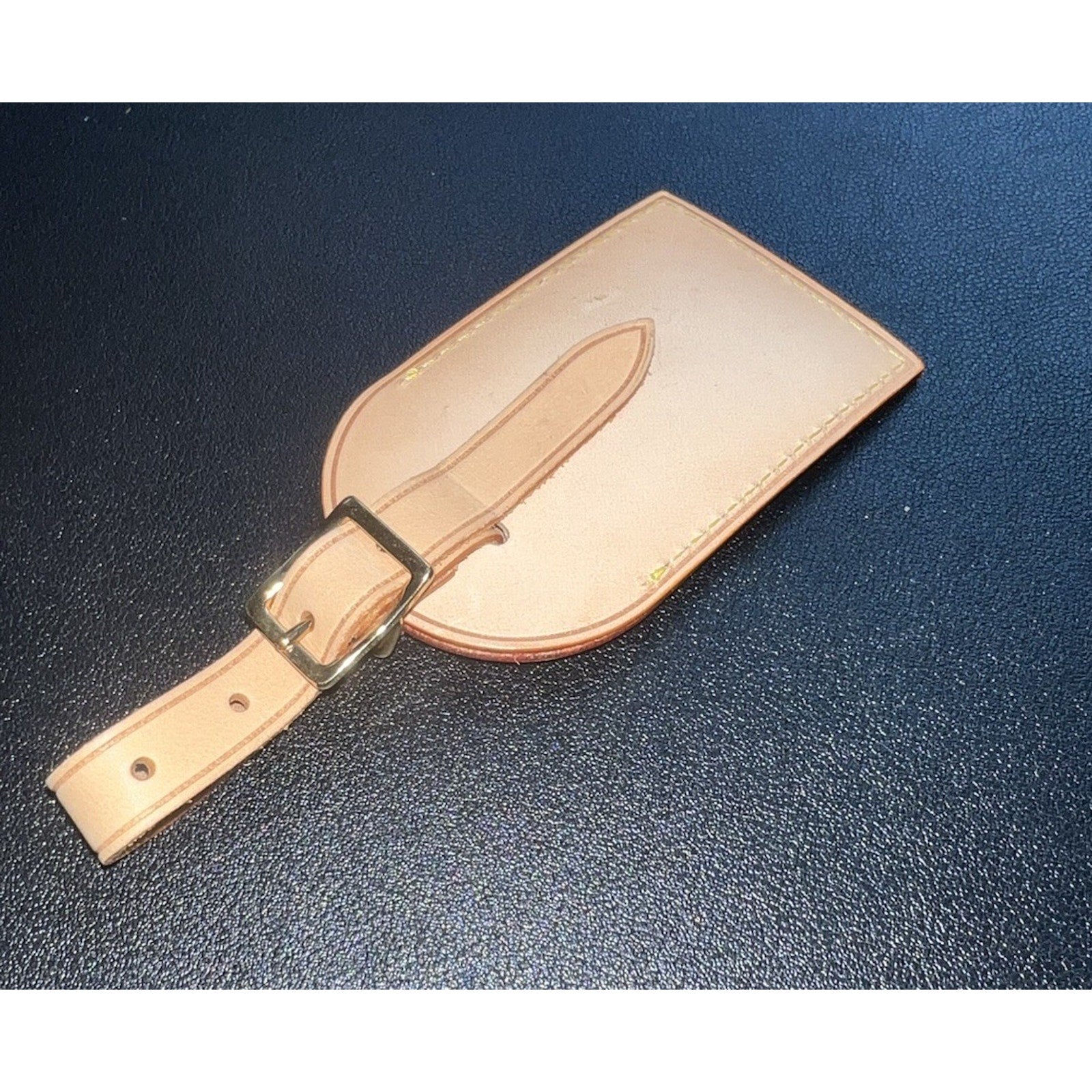 Louis Vuitton Name Tag w/ T A Embossed Initials Goldtone - Beige Vachetta