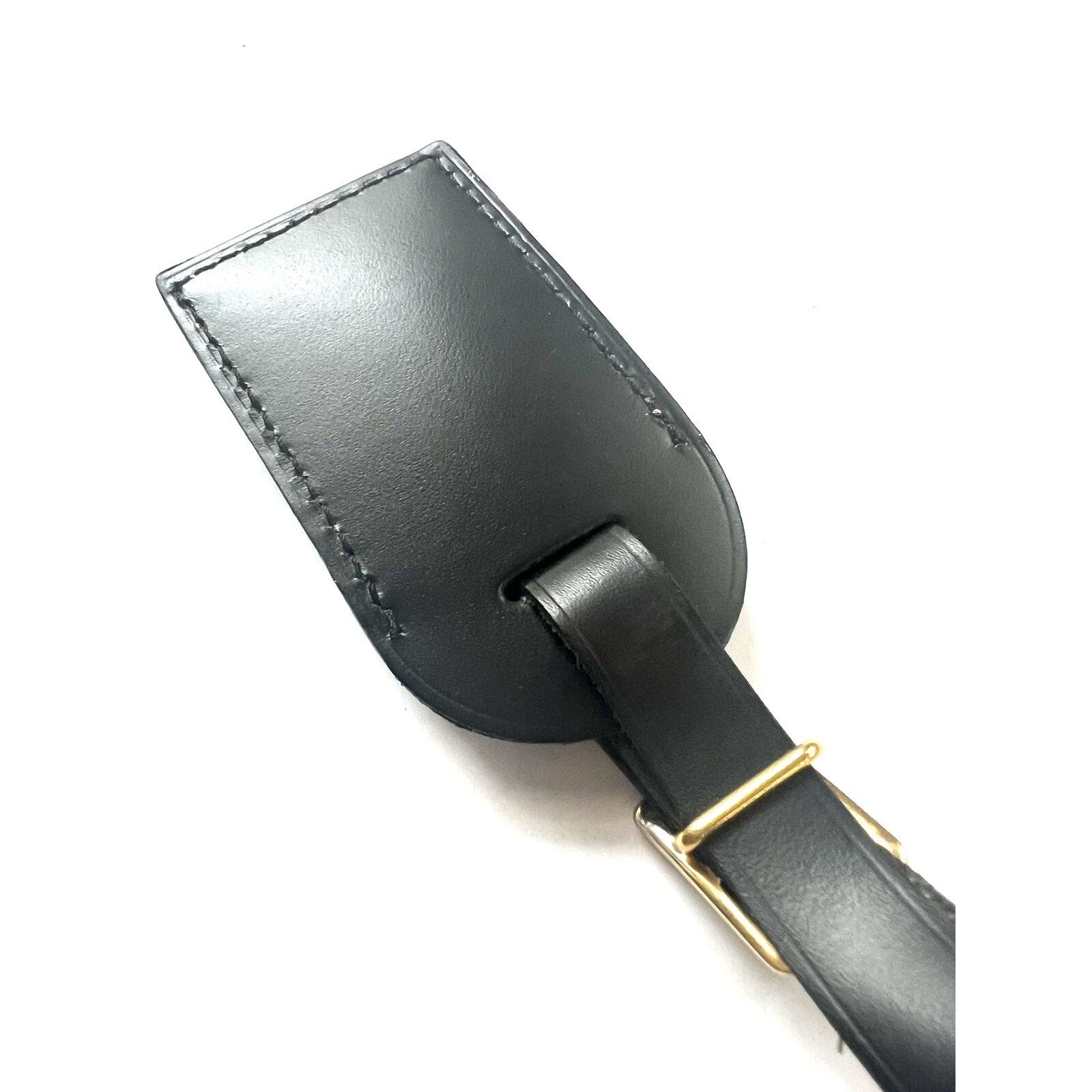 Louis Vuitton Black Name Tag Goldtone Buckle Small Leather