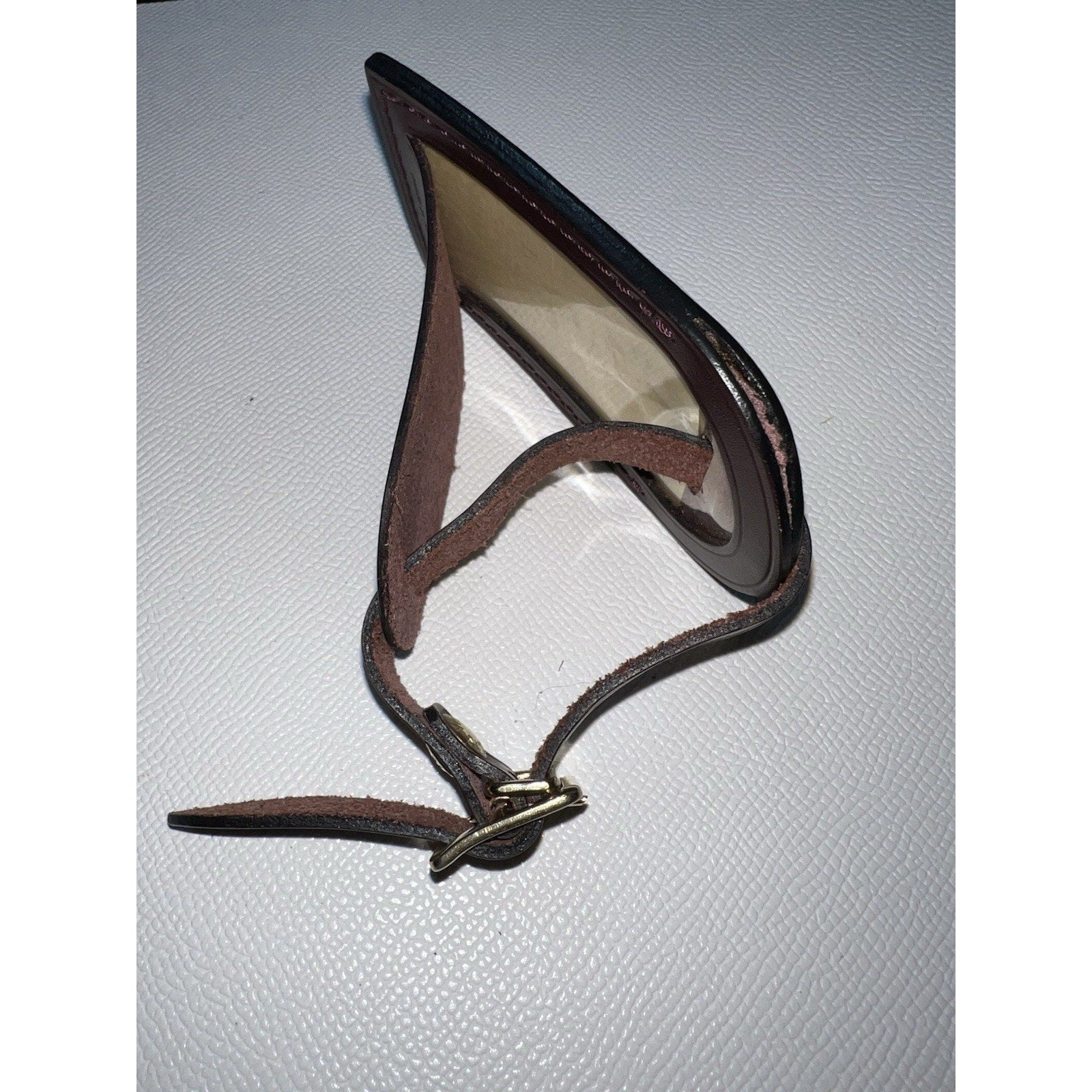 RARE Louis Vuitton Name Tag Plum Leather Bordeaux France Goldtone