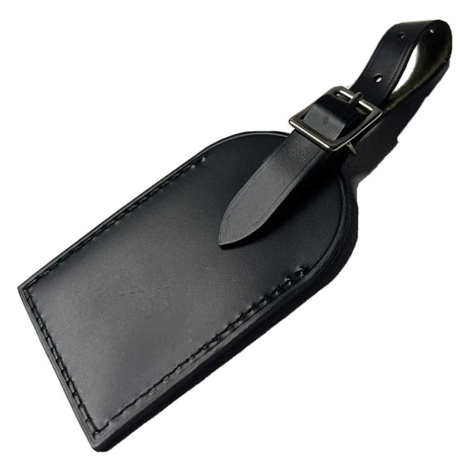 Louis Vuitton Paris Black Name Tag w/ KY Initials Silver- tone Metal UEC