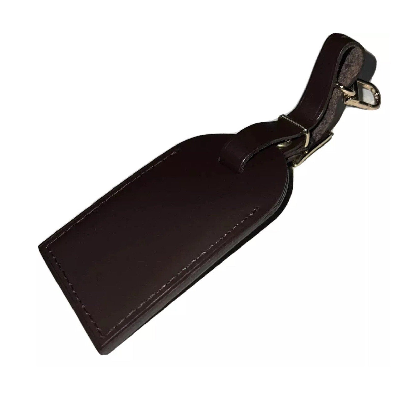 Louis Vuitton Paris Name Tag Damier Ebene Dark Brown Goldtone Large