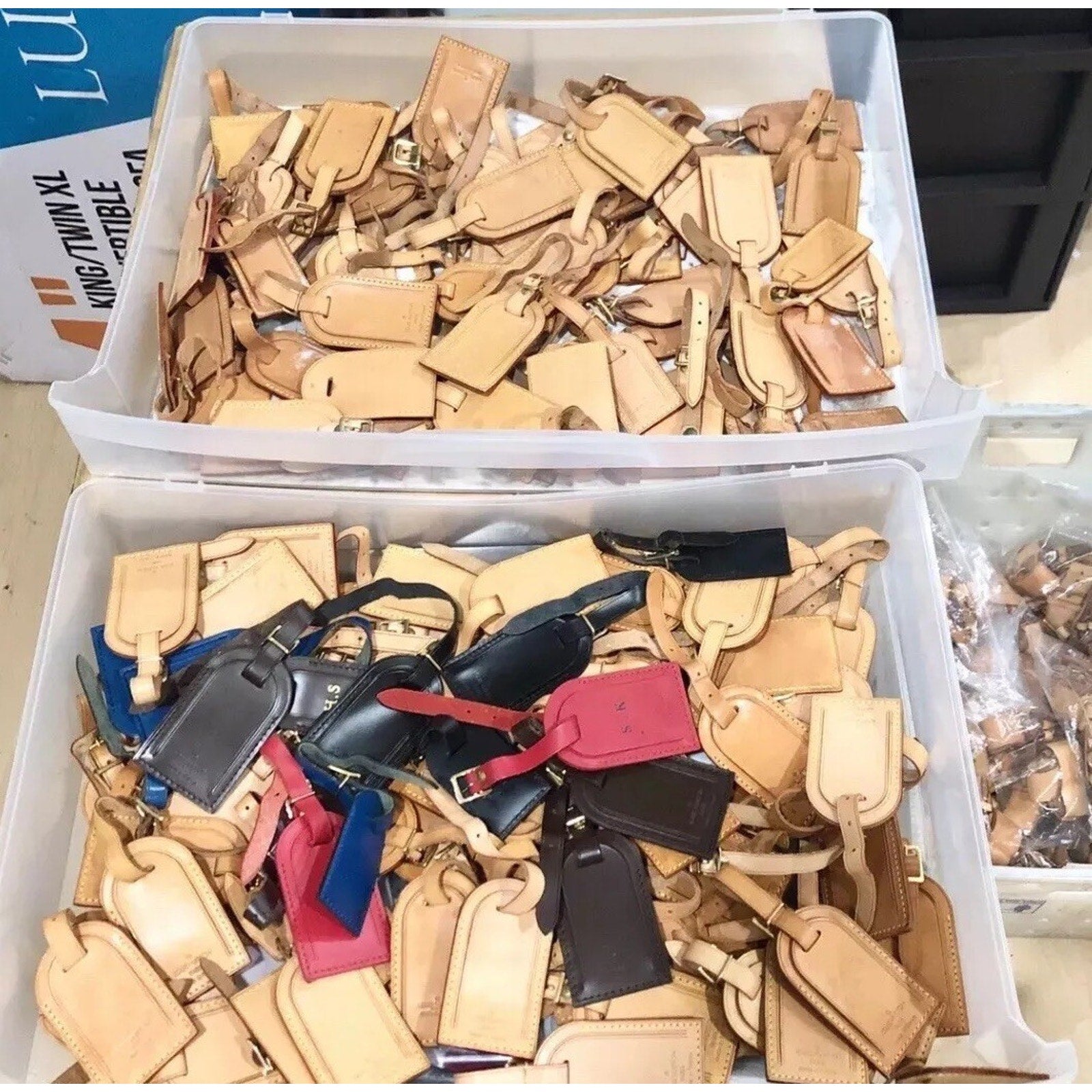 Louis Vuitton Name Tag w/ Strap Padlock & Key 1 Set ~Goldtone Authentic!