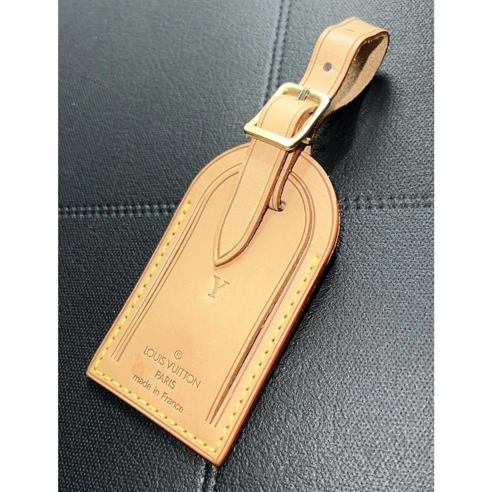 Louis Vuitton Y Initial Name Tag Goldtone - Natural Vachetta