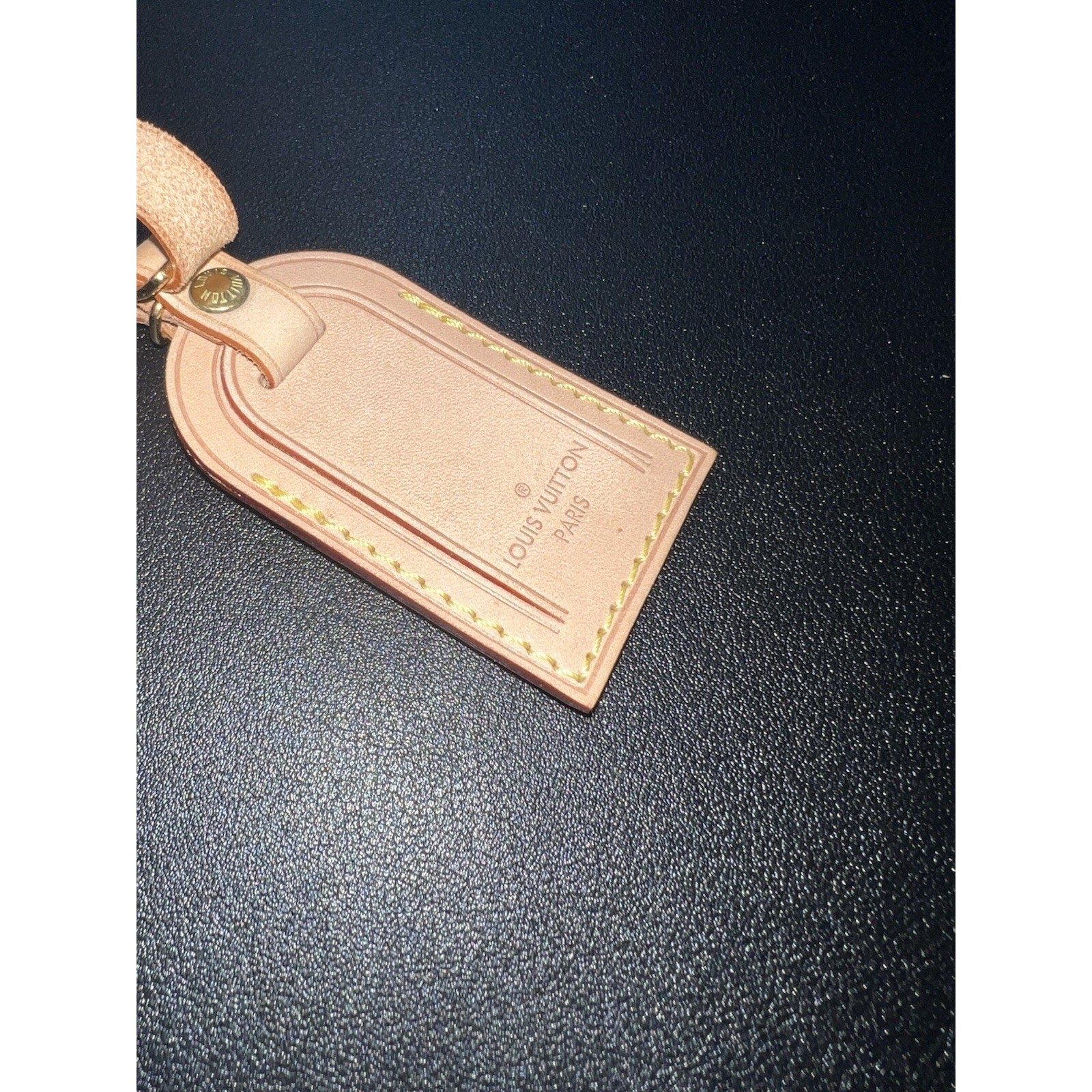Louis Vuitton Paris Name Tag w/ SO Embossed Light Vachetta Beige Natural Small