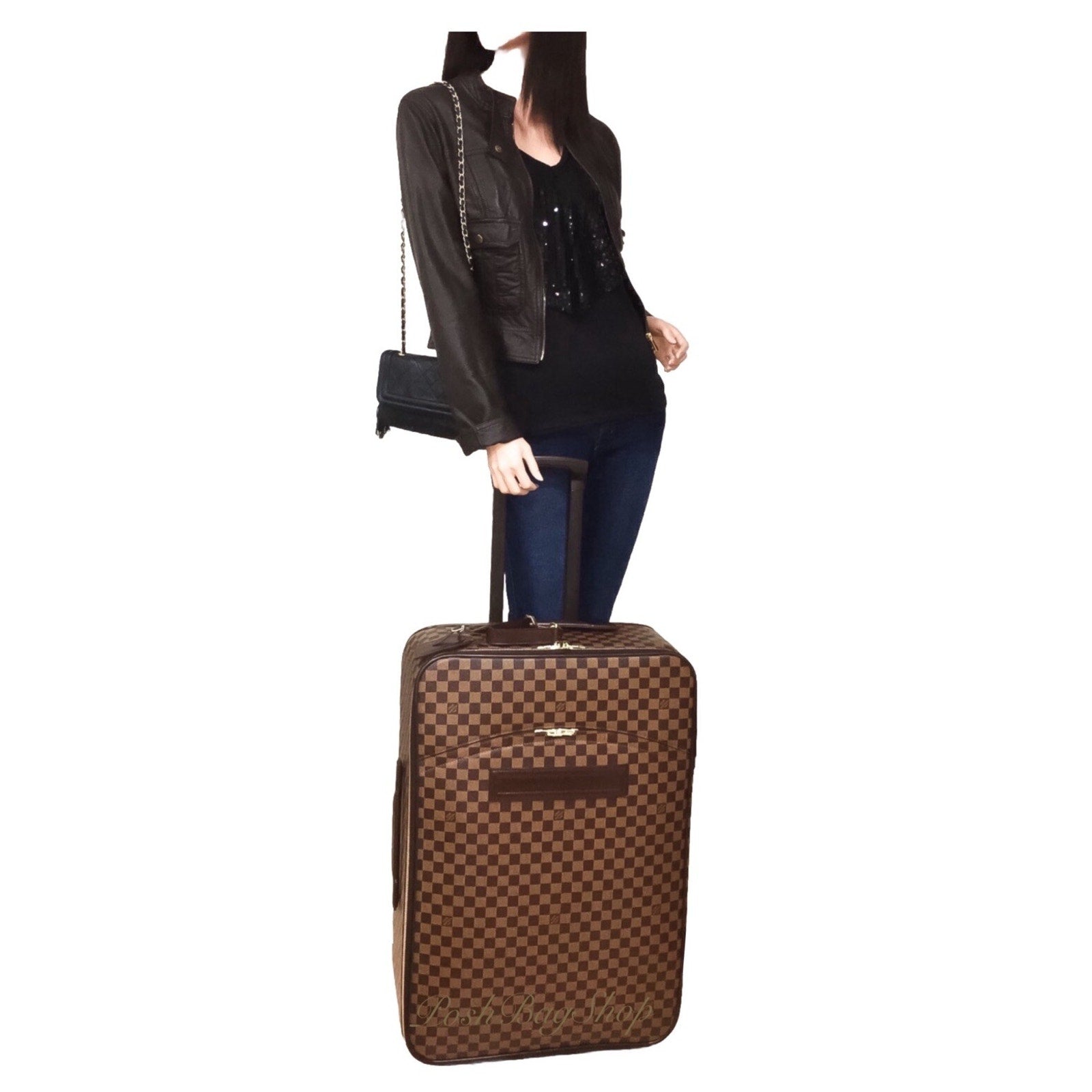 Louis Vuitton Pegase Rolling Suitcase Damier Ebene w/ Dust-Bag Gament Bag Cover