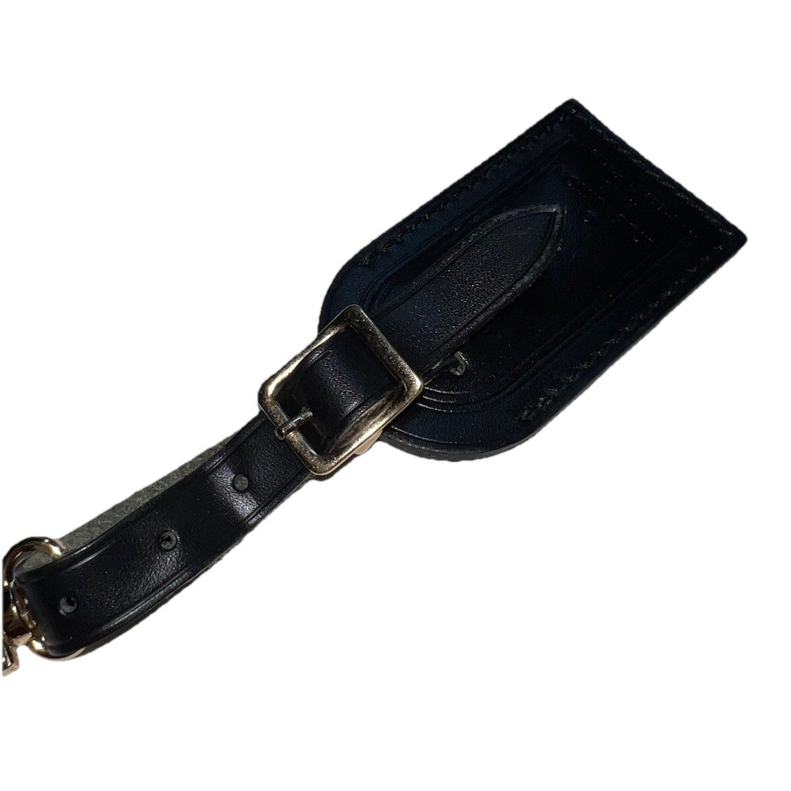 Louis Vuitton Leather Name Tag w/ S Initials Black Small Goldtone LN