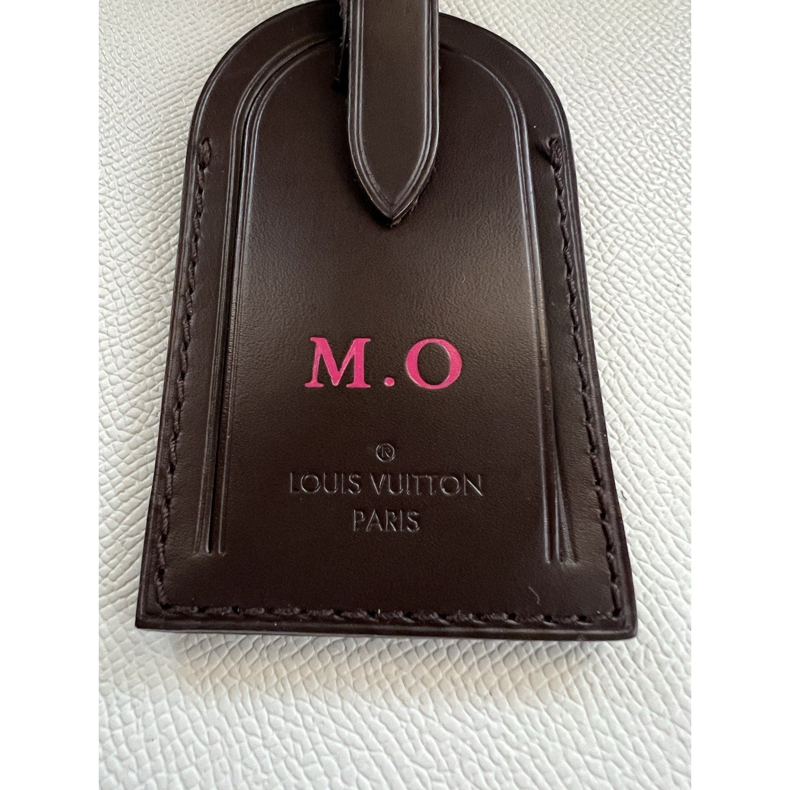Louis Vuitton Paris Name Tag w/ MO Initials Damier Ebene Goldtone