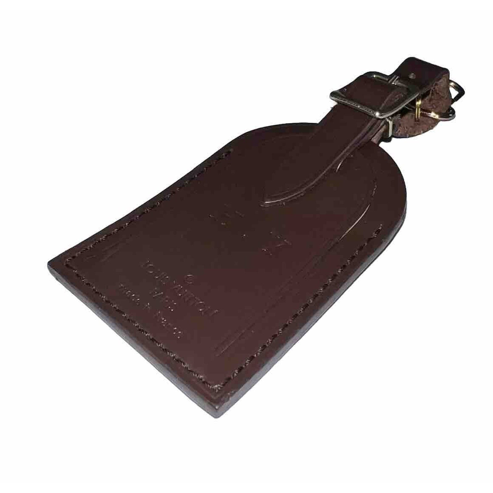 Louis Vuitton Bag Tag w/ HY Initials Damier Ebene Goldtone Dark Brown