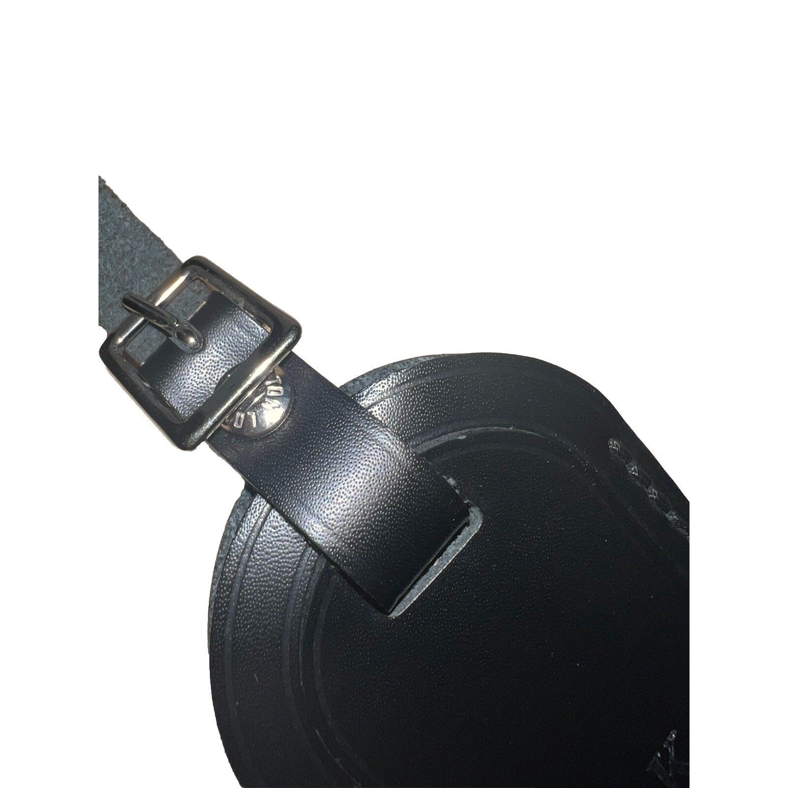 Louis Vuitton Paris KK Silver ID Name Tag Black Leather Silver Tone Large 🍂