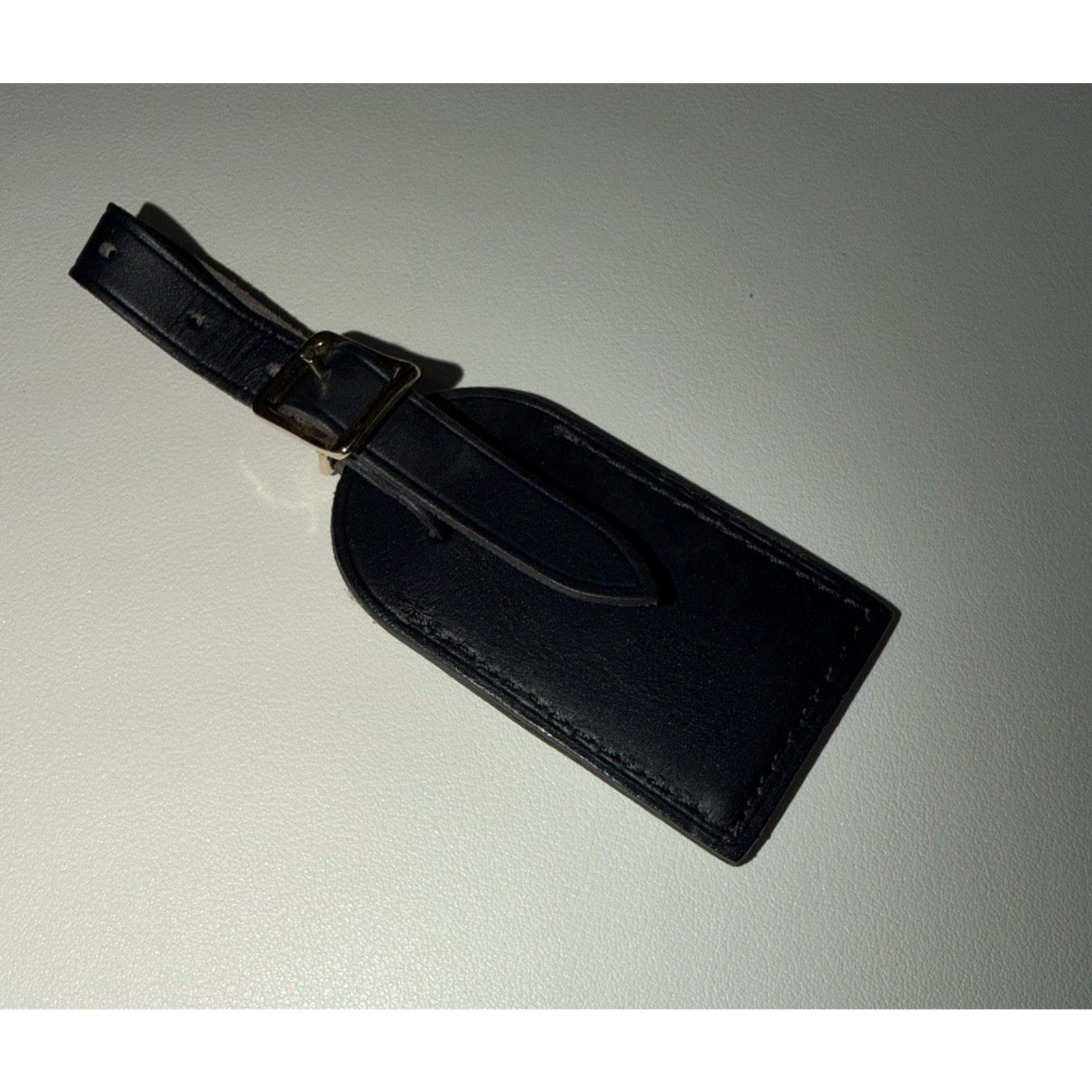 Louis Vuitton Black Leather Name Tag w/ Y S Initials Small Goldtone France