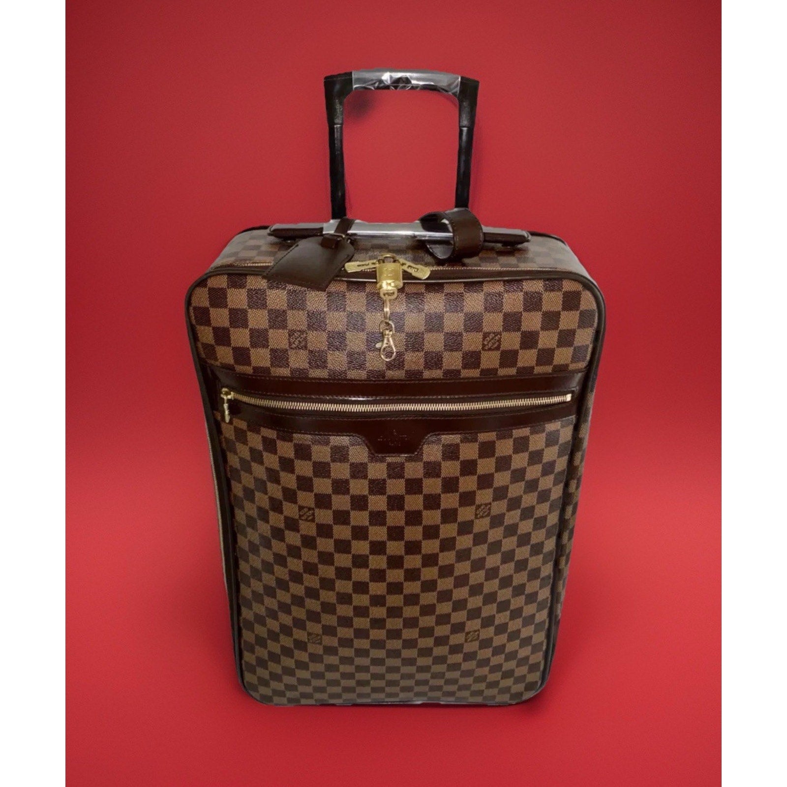 Louis Vuitton Pegase 21 Upright Travel Bag Damier Ebene w/ Dust-bag Lock Strap