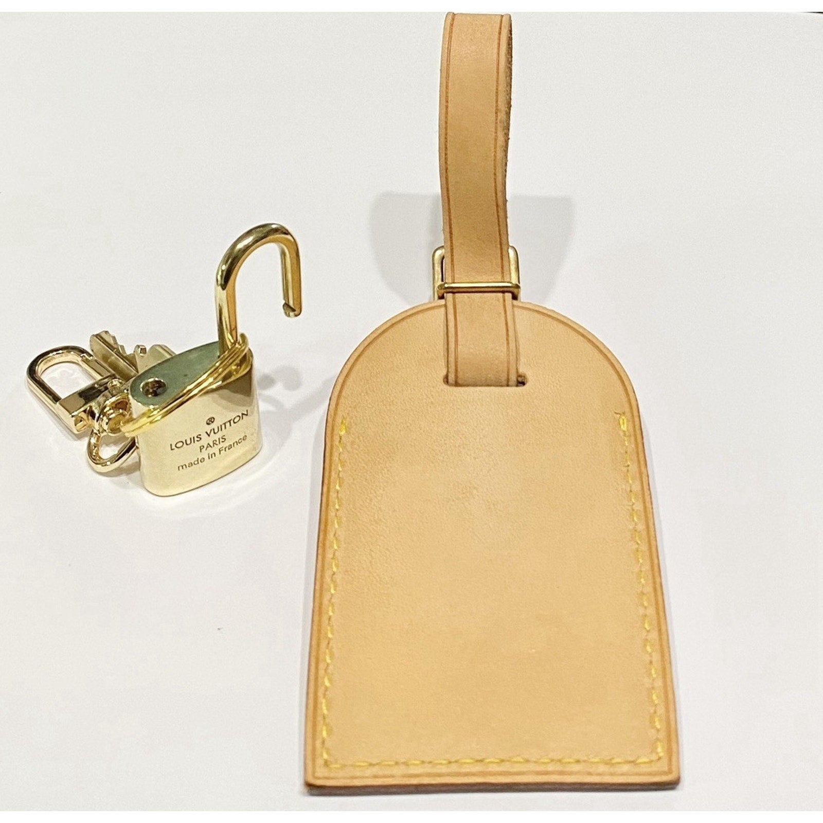 Louis Vuitton ID Name Tag Lock & Key Brass Padlock 1 Set - Goldtone Large