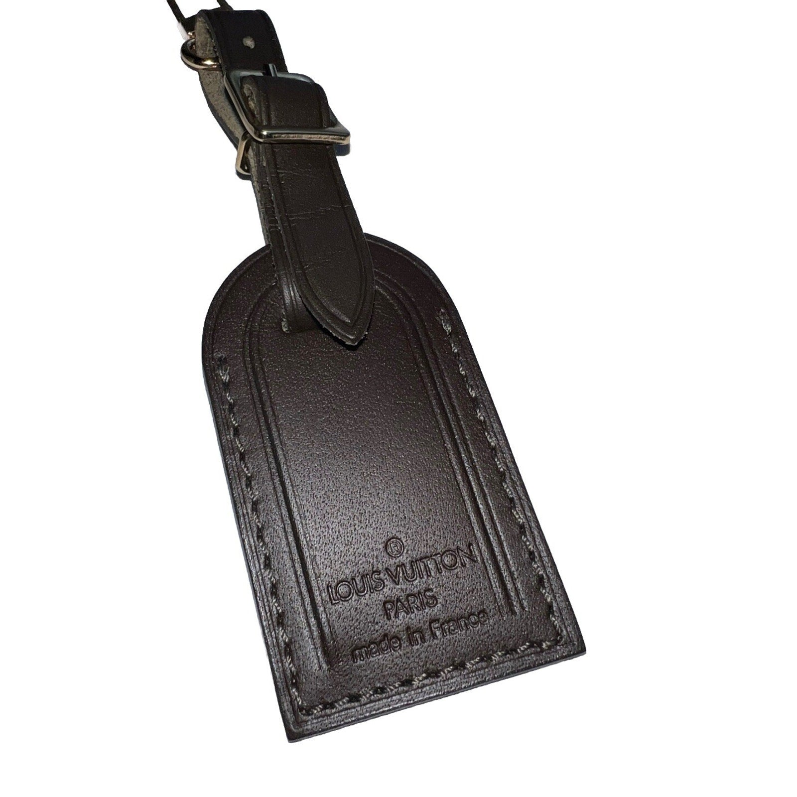 Louis Vuitton Luggage Name Tag ST Initials Brown Leather TS Goldtone Small