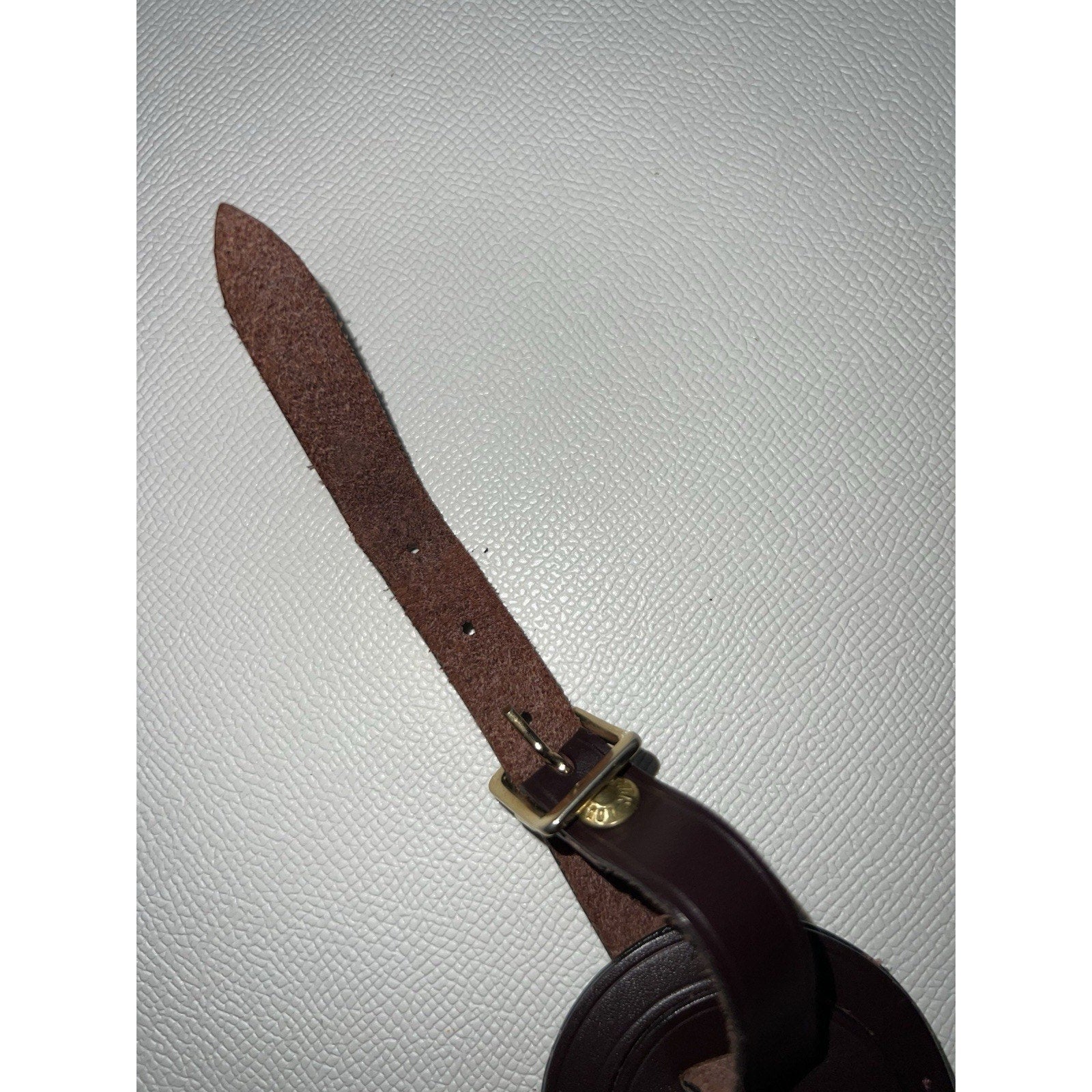 RARE Louis Vuitton Name Tag Plum Leather Bordeaux France Goldtone