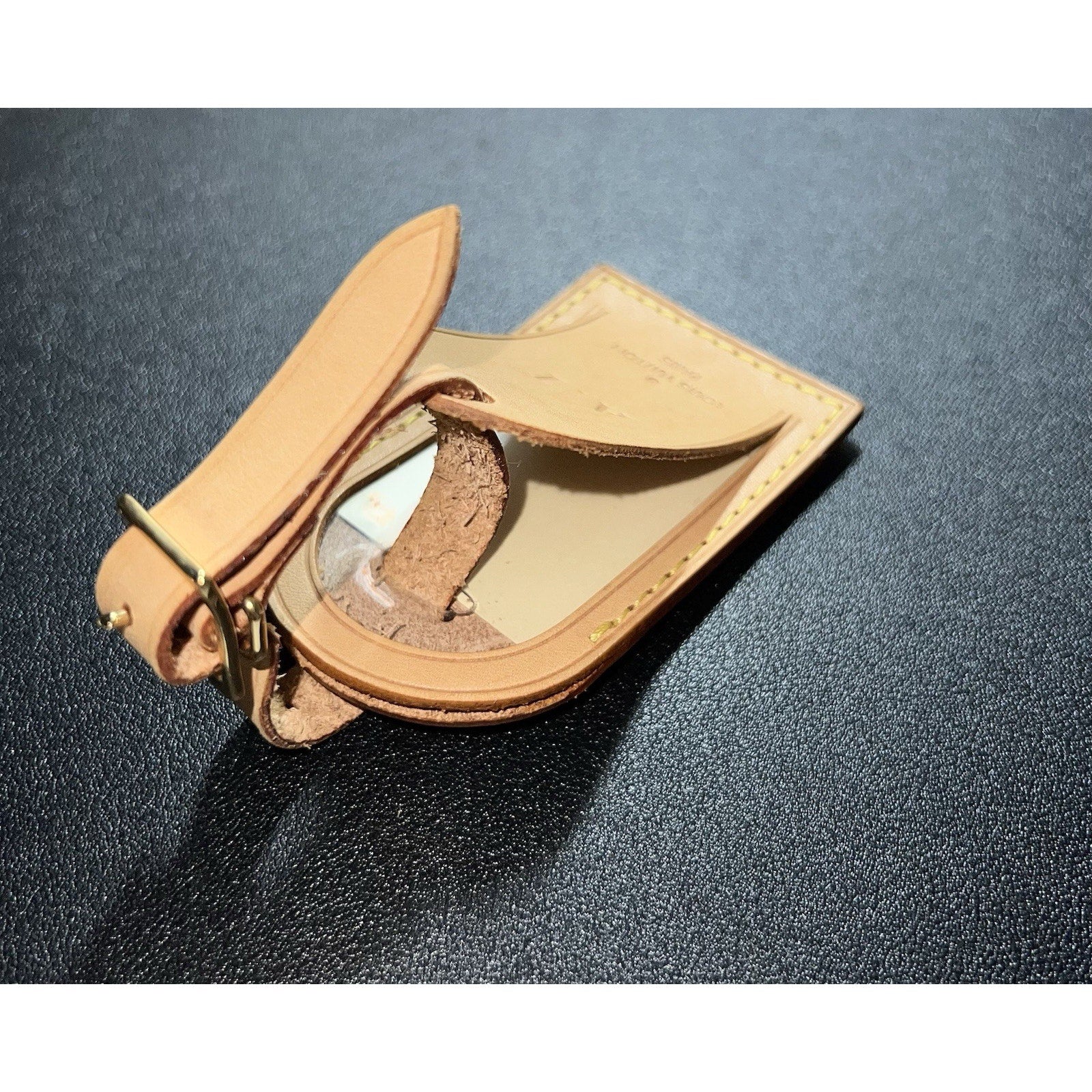 Louis Vuitton PARIS Leather Tag w/ A I Initials Goldtone - Beige Vachetta