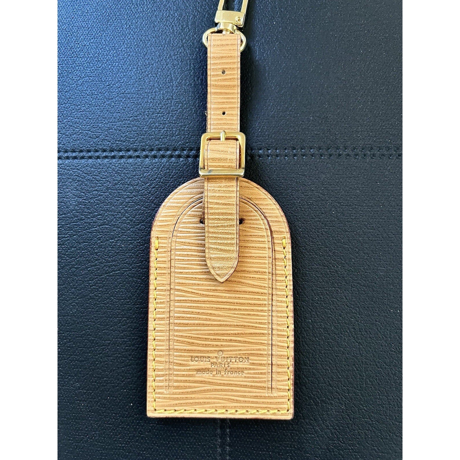 Louis Vuitton Epi Beige Tan Name Tag w/ Poignet Strap 1 Set