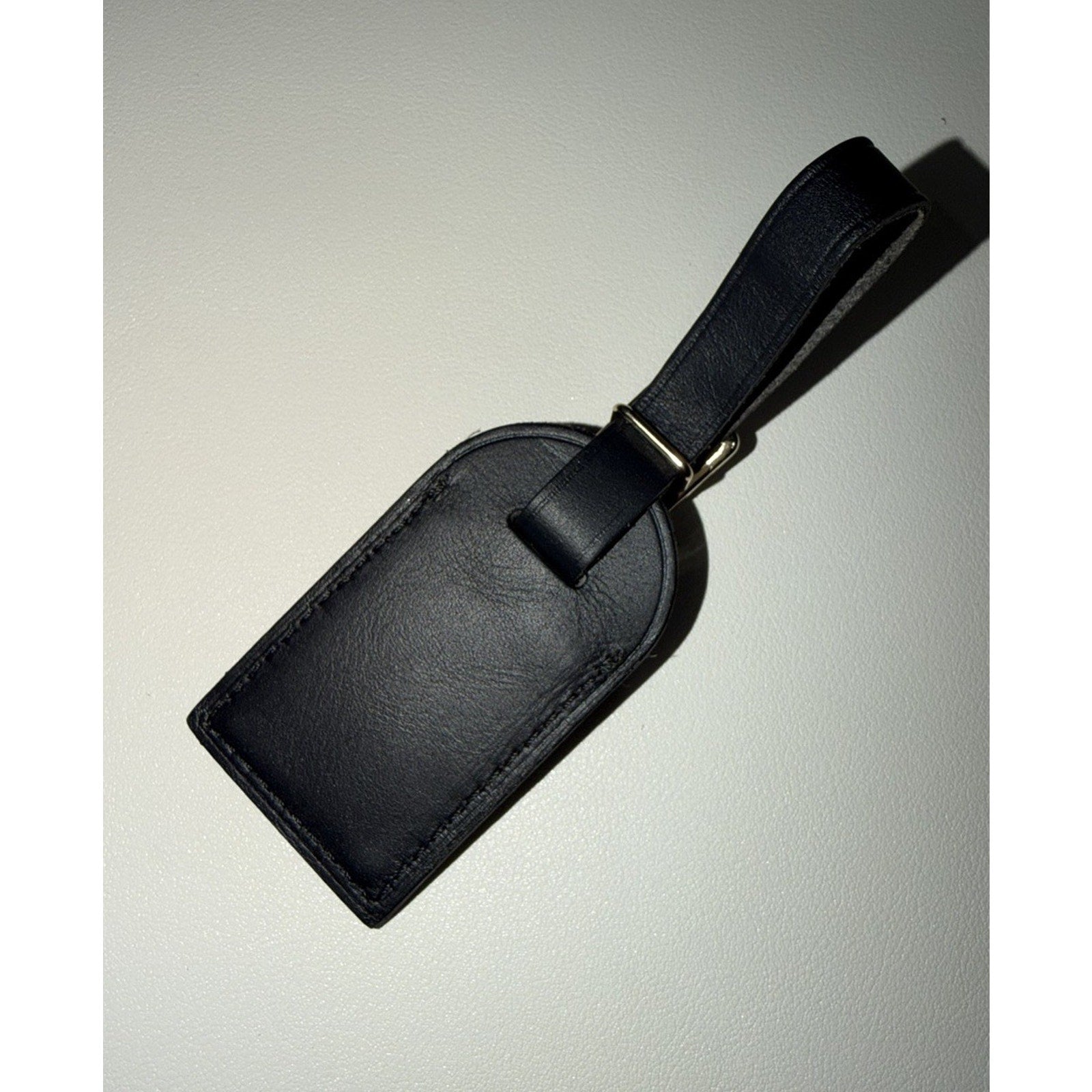 Louis Vuitton Black Leather Name Tag w/ Y S Initials Small Goldtone France