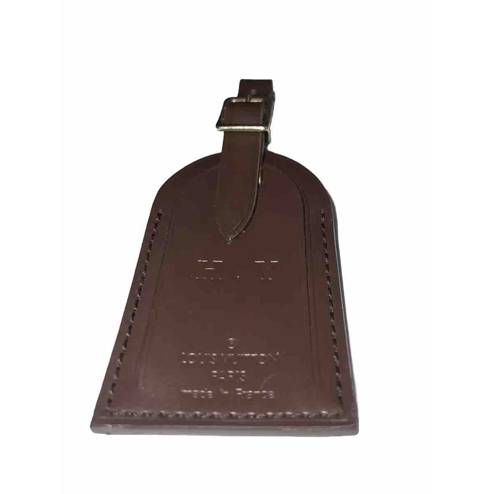 Louis Vuitton Bag Tag w/ HY Initials Damier Ebene Goldtone Dark Brown