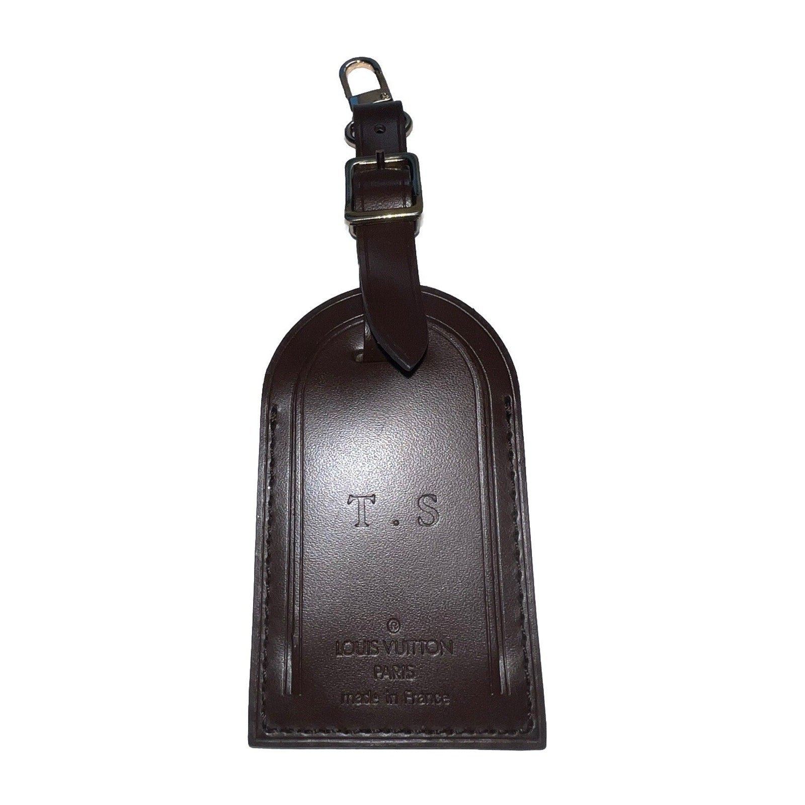 Louis Vuitton TS Name Tag Damier Ebene Goldtone 🇫🇷 UEC