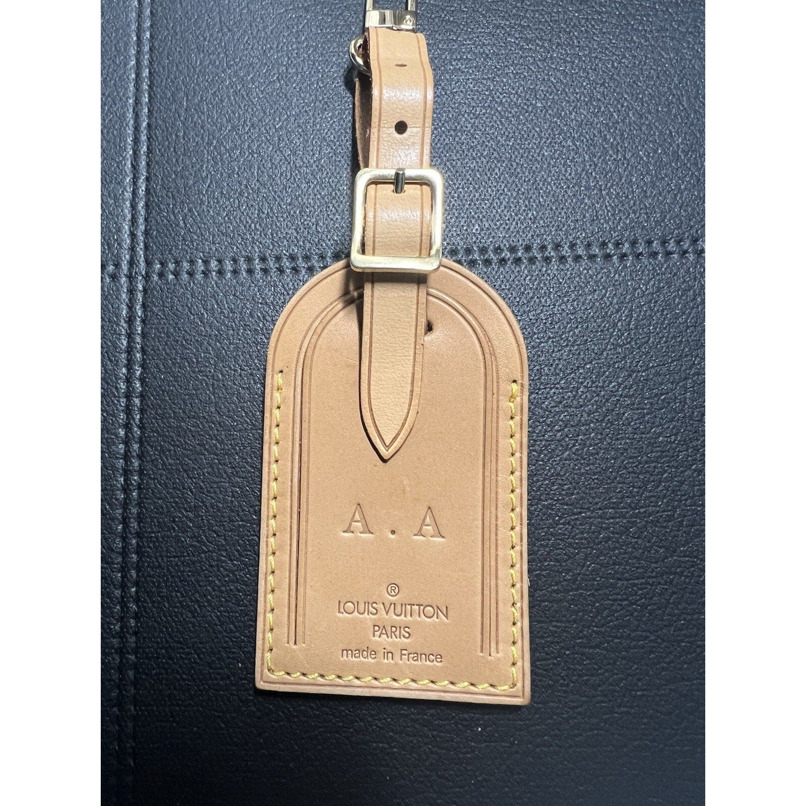 Louis Vuitton Name Tag AA Stamped Initials Goldtone - Natural Vachetta