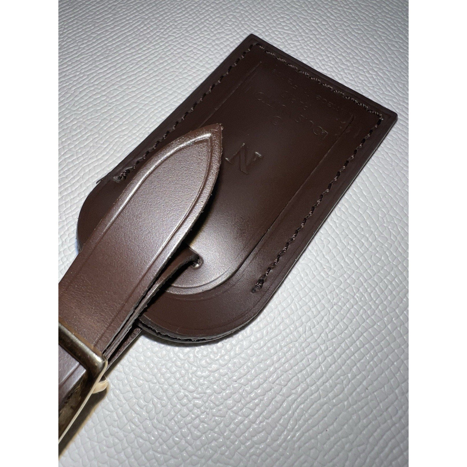 Louis Vuitton Leather Name Tag w/ N Initial Leather Damier Ebene Gold-tone Small