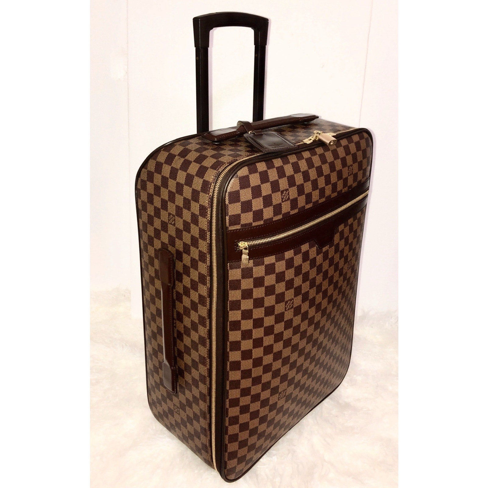 Louis Vuitton Pegase 55 Suitcase Bag Damier Ebene w/ Dust-bag Lock Strap