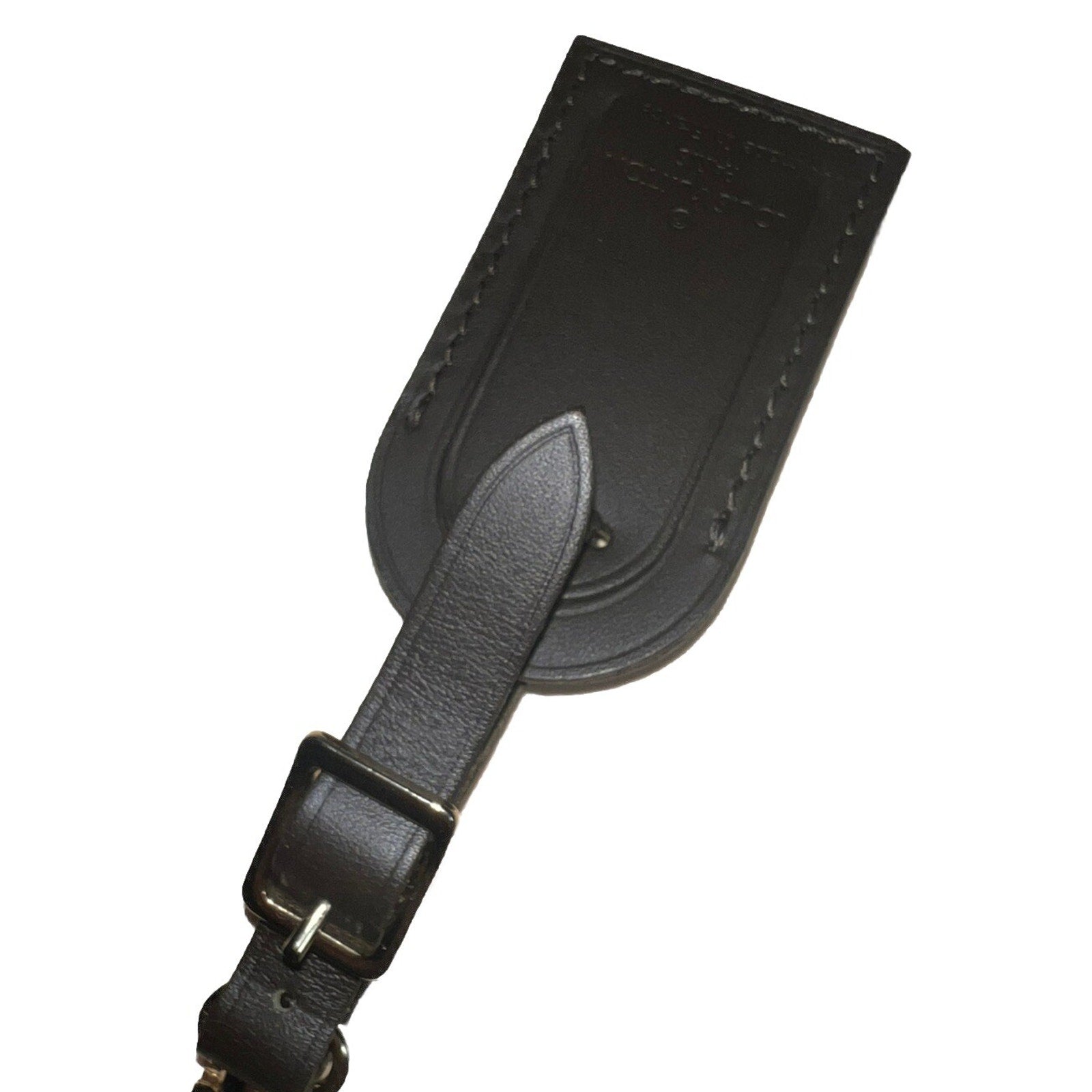 Louis Vuitton Name Tag Buttery Soft Laather Black Brown Small Goldtone