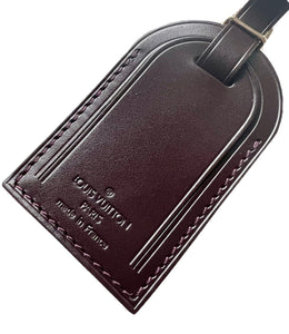 Louis Vuitton Name Tag Brown Goldtone Maroon UEC Leather